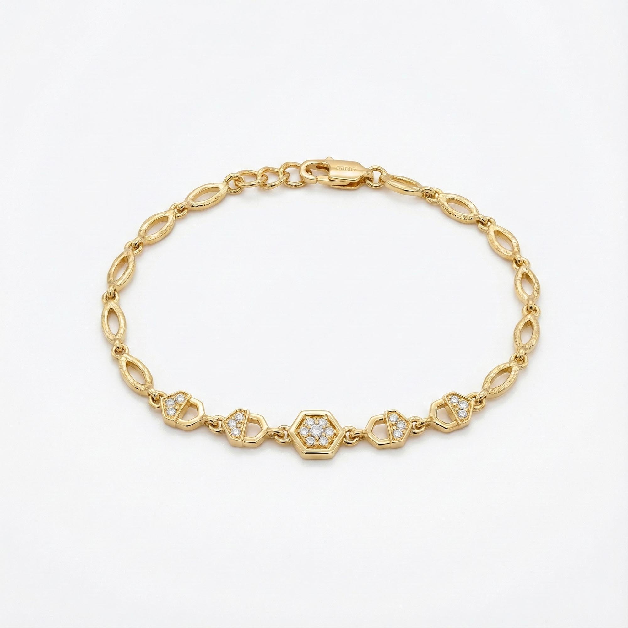 Gold-Plated Silver Bracelet with Stones (Design K2-118) thumbnail