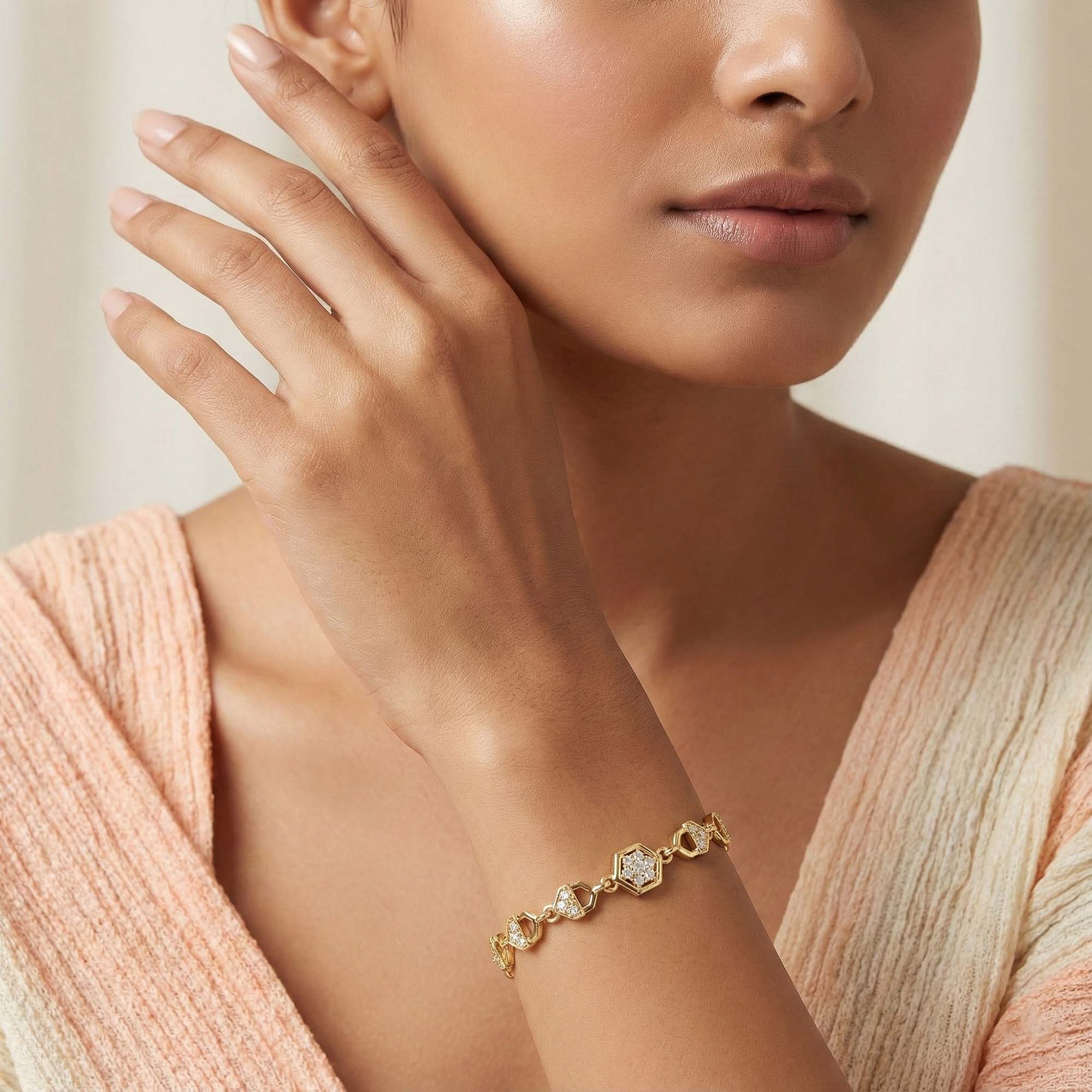 Gold-Plated Silver Bracelet with Stones (Design K2-118) thumbnail