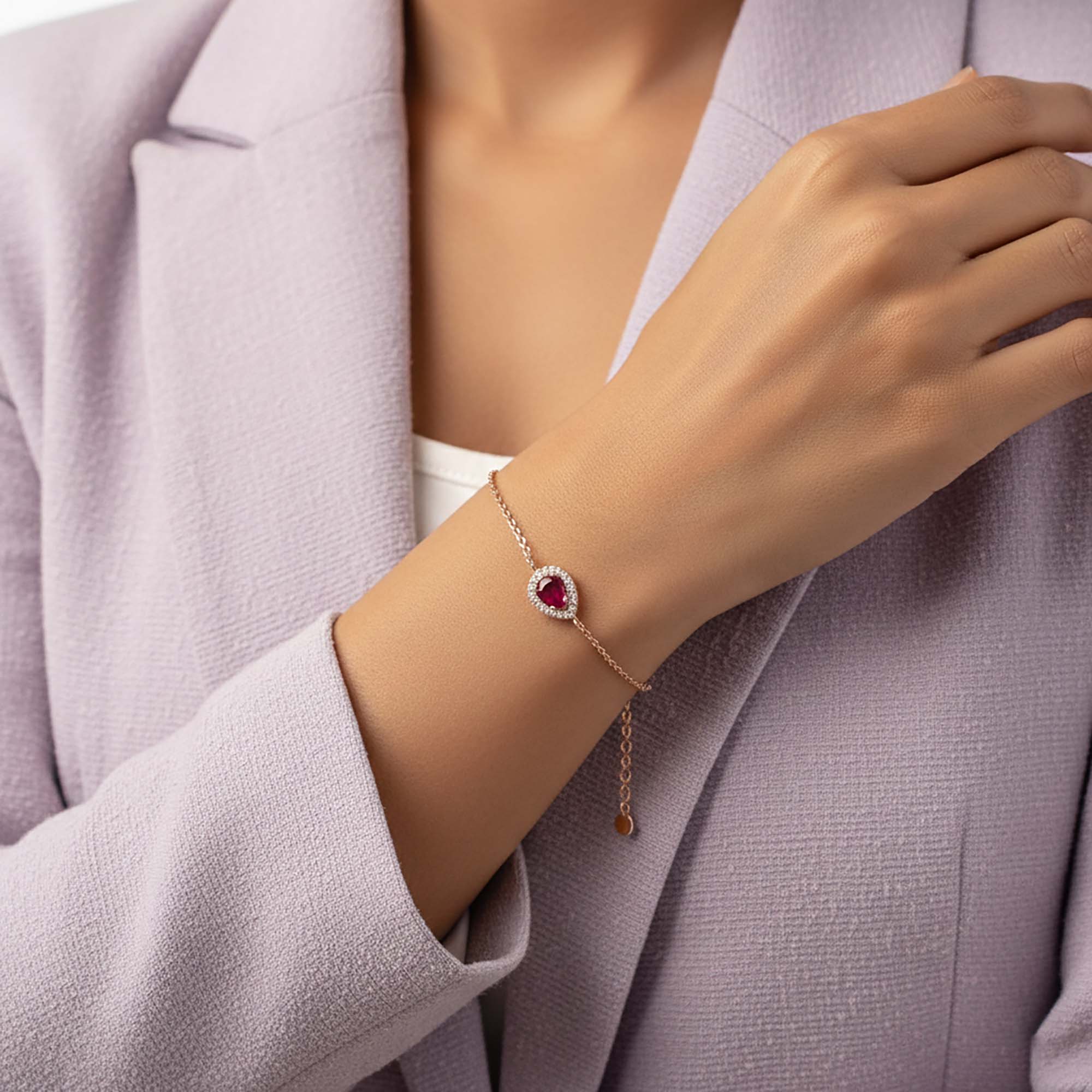 Rose Gold-Plated Silver Bracelet with Stones (Design K2-122) thumbnail