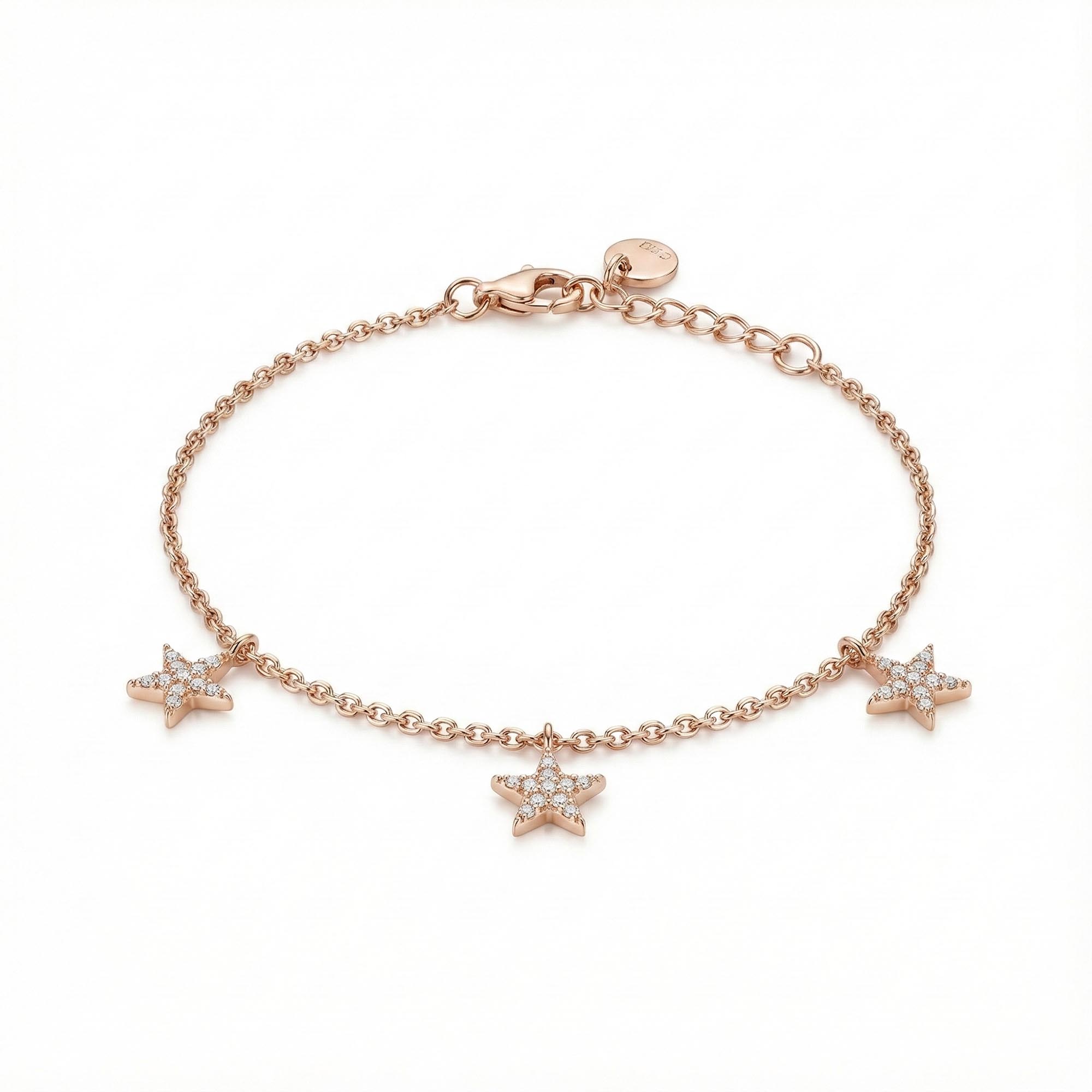 Rose Gold-Plated Silver Bracelet with Stones (Design K2-127) thumbnail