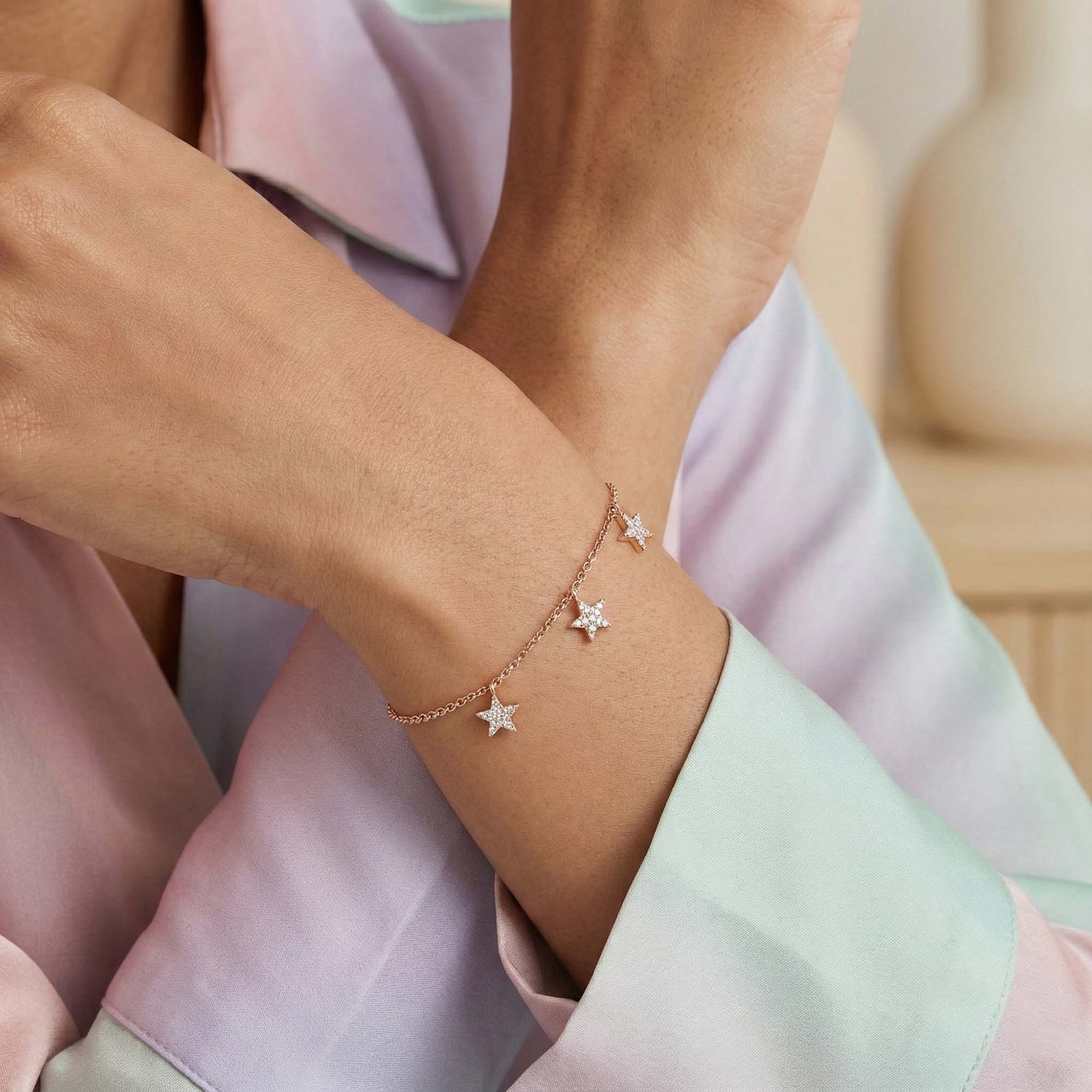 Rose Gold-Plated Silver Bracelet with Stones (Design K2-127) thumbnail