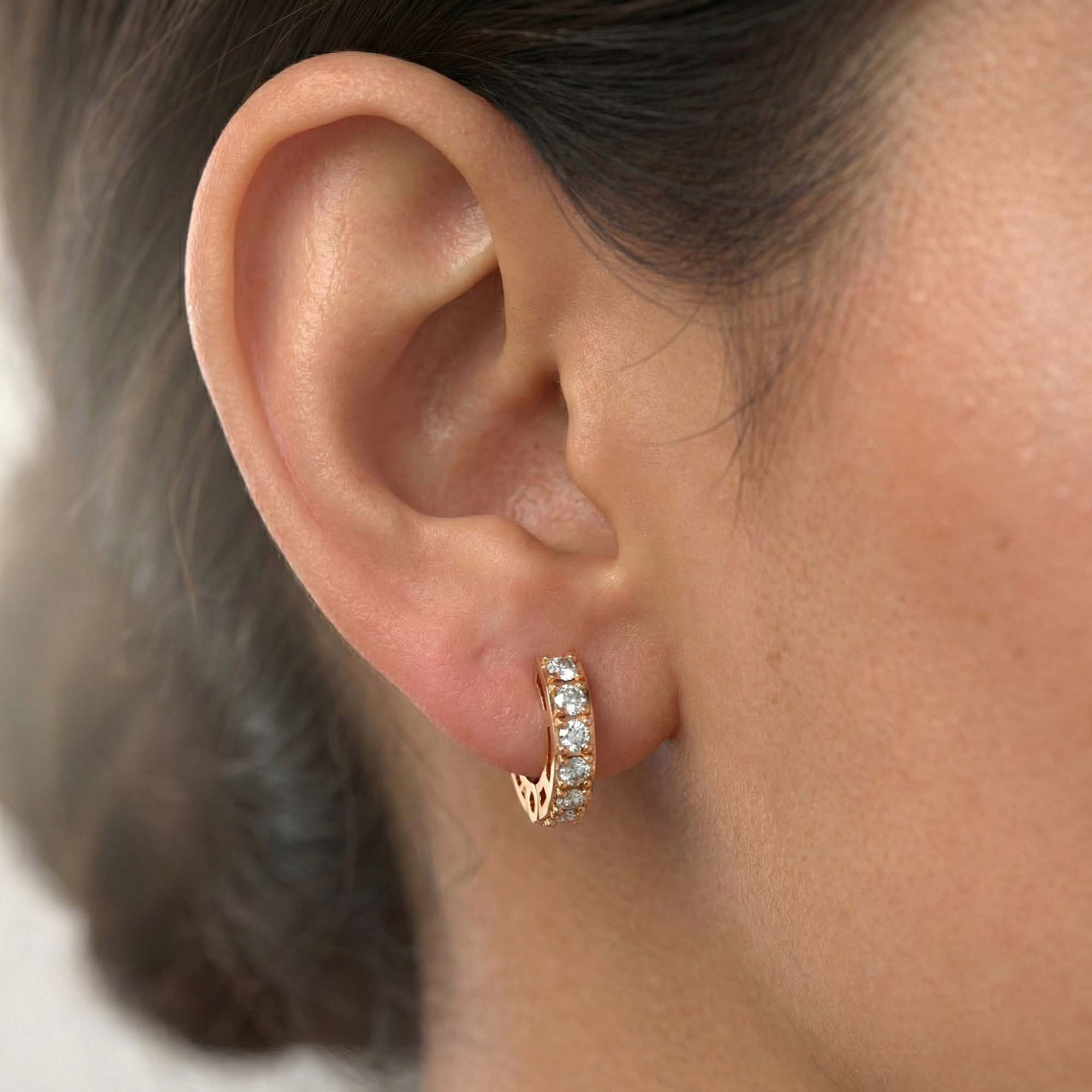 Lab-Grown Diamond Bali Hoop Earrings in 18K Rose Gold – 0.27 Ct, 10 Diamonds, 1.5 g (Design K2-2) thumbnail