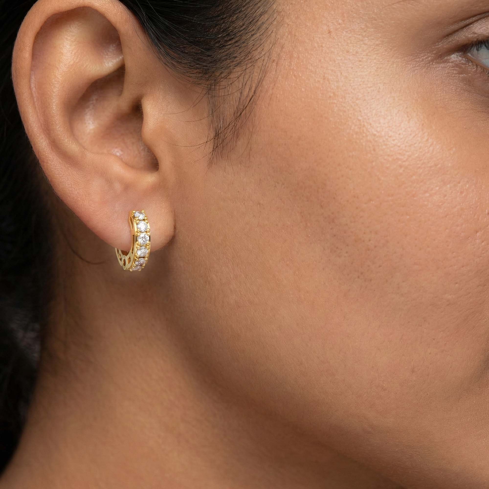 Lab-Grown Diamond Bali Hoop Earrings in 22K Yellow Gold – 0.27 Ct, 10 Diamonds, 1.5 g (Design K2-4) thumbnail