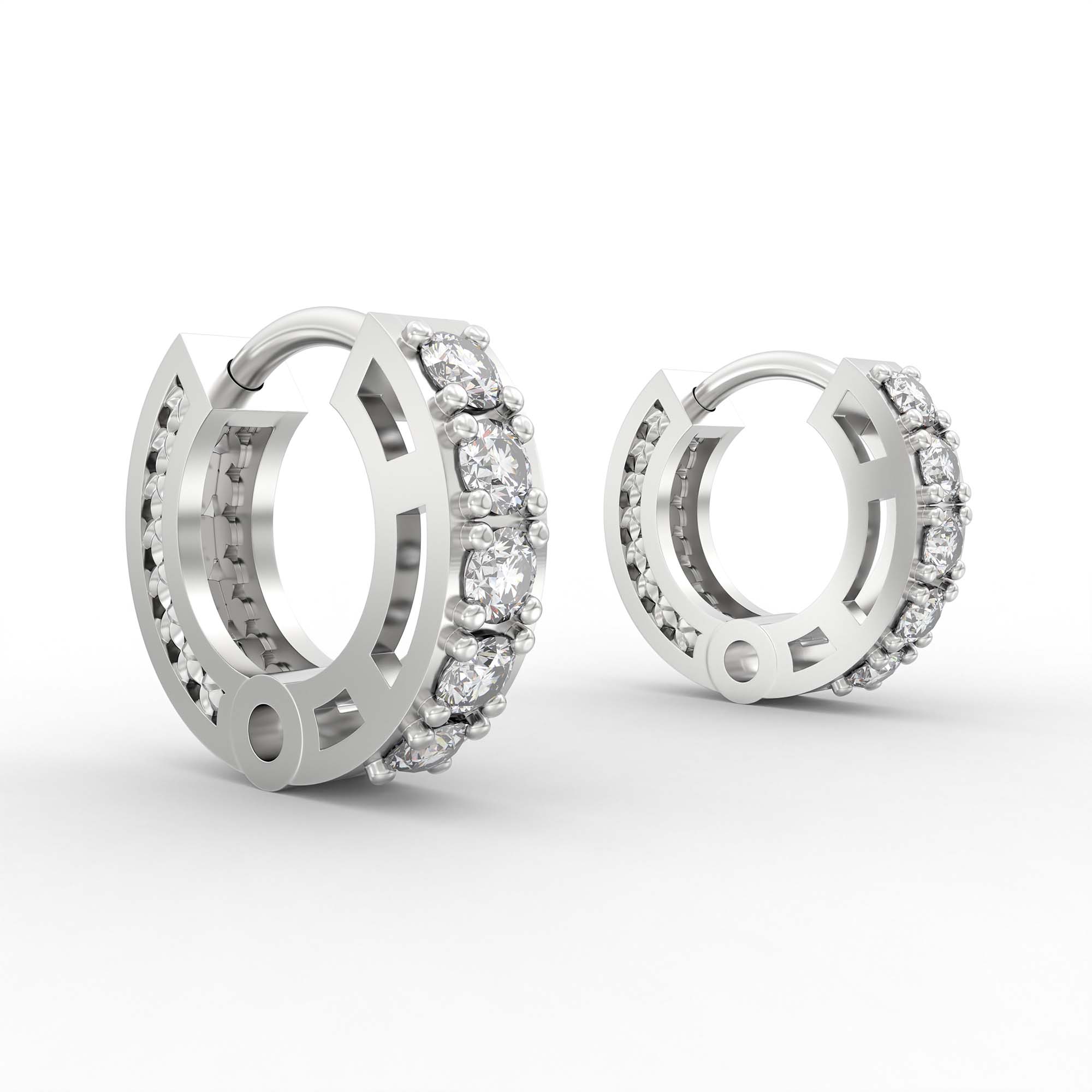 Lab-Grown Diamond Bali Hoop Earrings in 18K White Gold – 0.27 Ct, 10 Diamonds, 1.5 g (Design K2-6) thumbnail