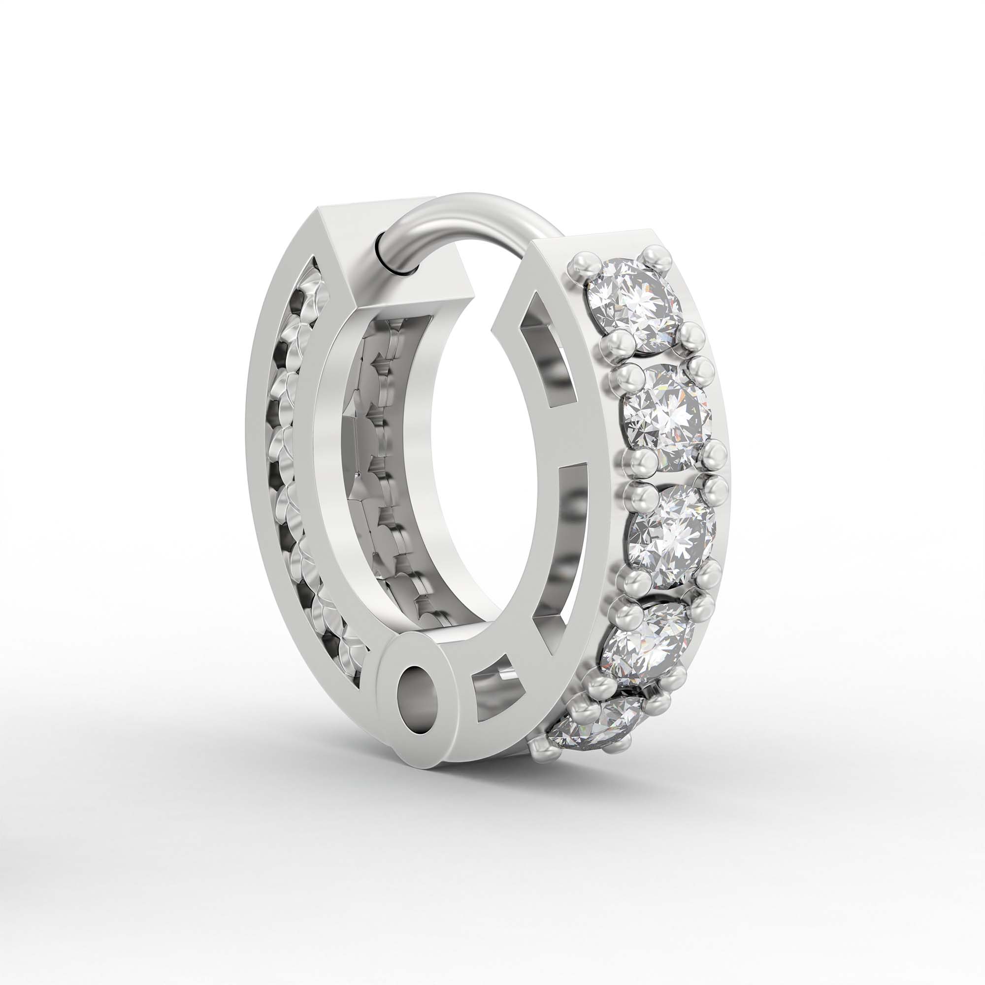 Lab-Grown Diamond Bali Hoop Earrings in 18K White Gold – 0.27 Ct, 10 Diamonds, 1.5 g (Design K2-6) thumbnail