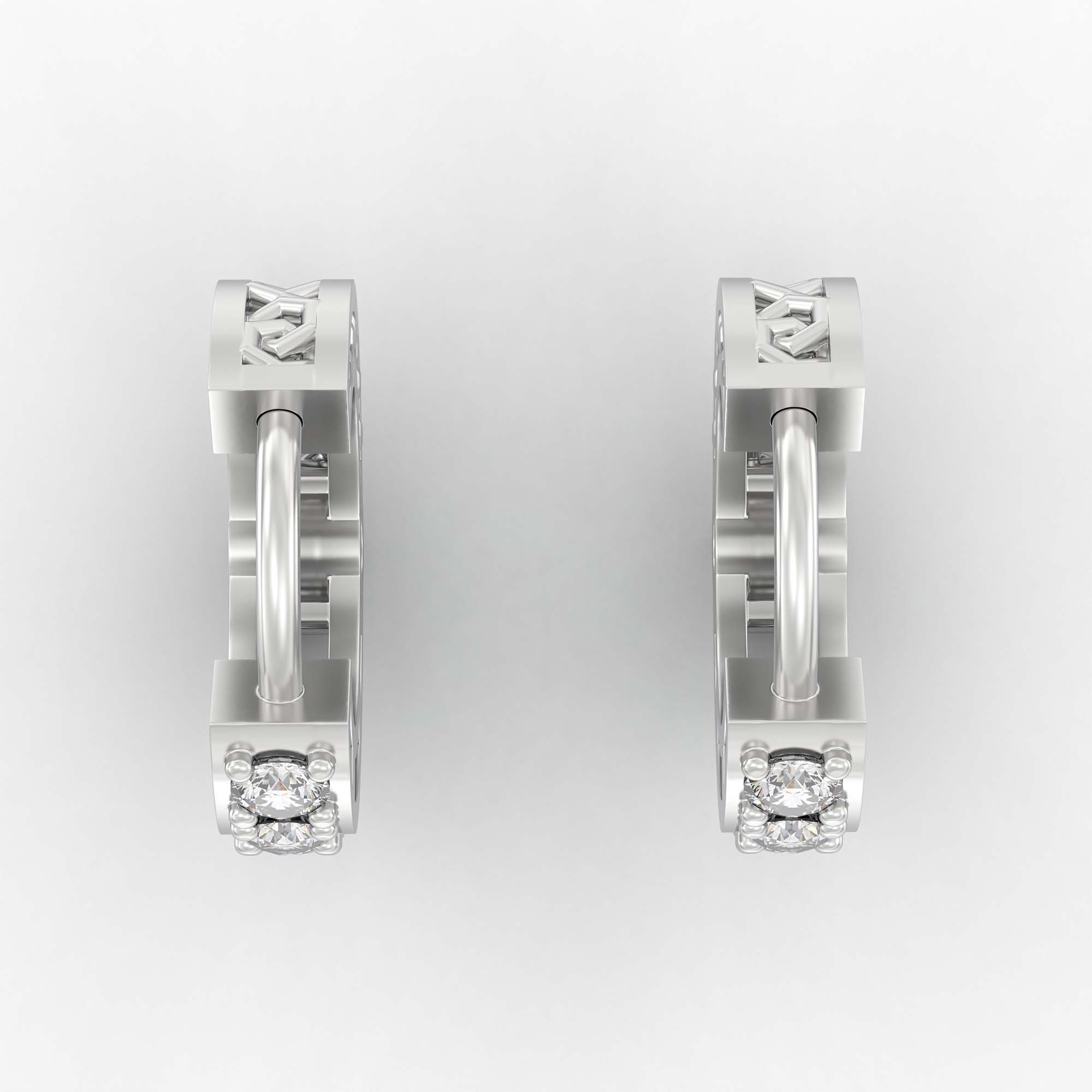 Lab-Grown Diamond Bali Hoop Earrings in 18K White Gold – 0.27 Ct, 10 Diamonds, 1.5 g (Design K2-7) thumbnail