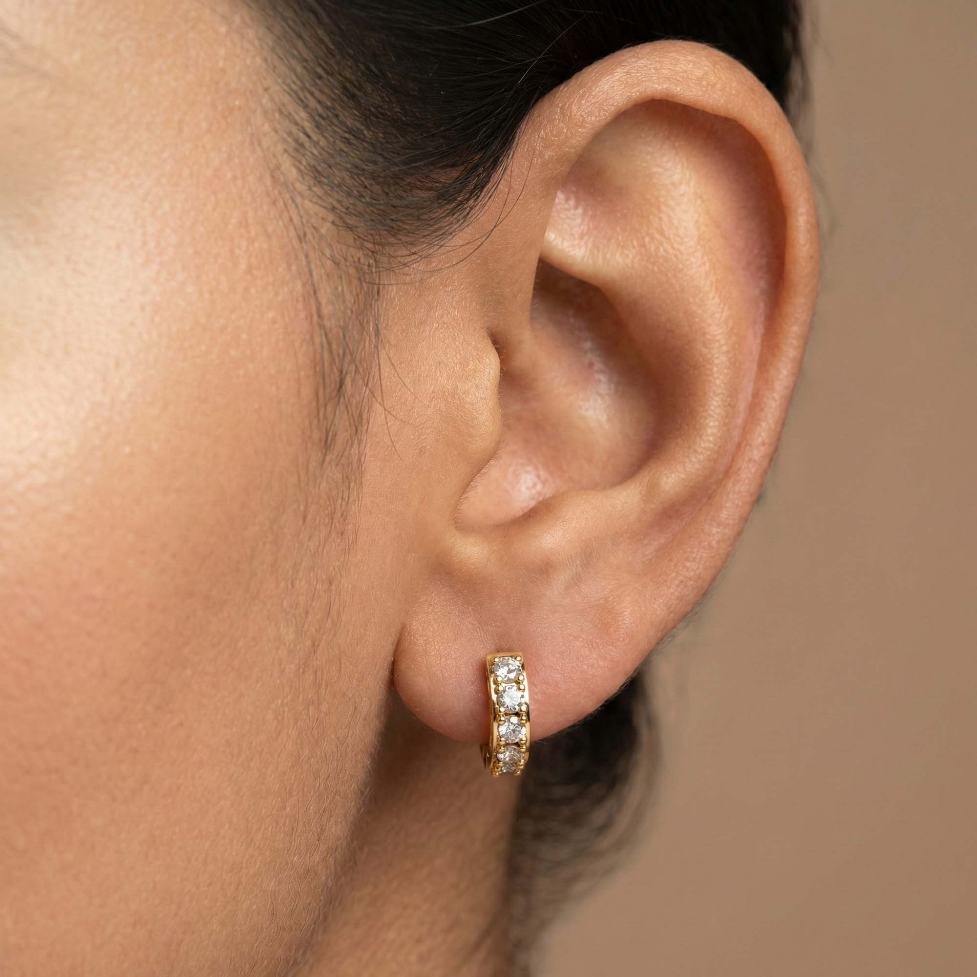Lab-Grown Diamond Bali Hoop Earrings in 22K Yellow Gold – 0.27 Ct, 10 Diamonds, 1.5 g (Design K2-8) thumbnail