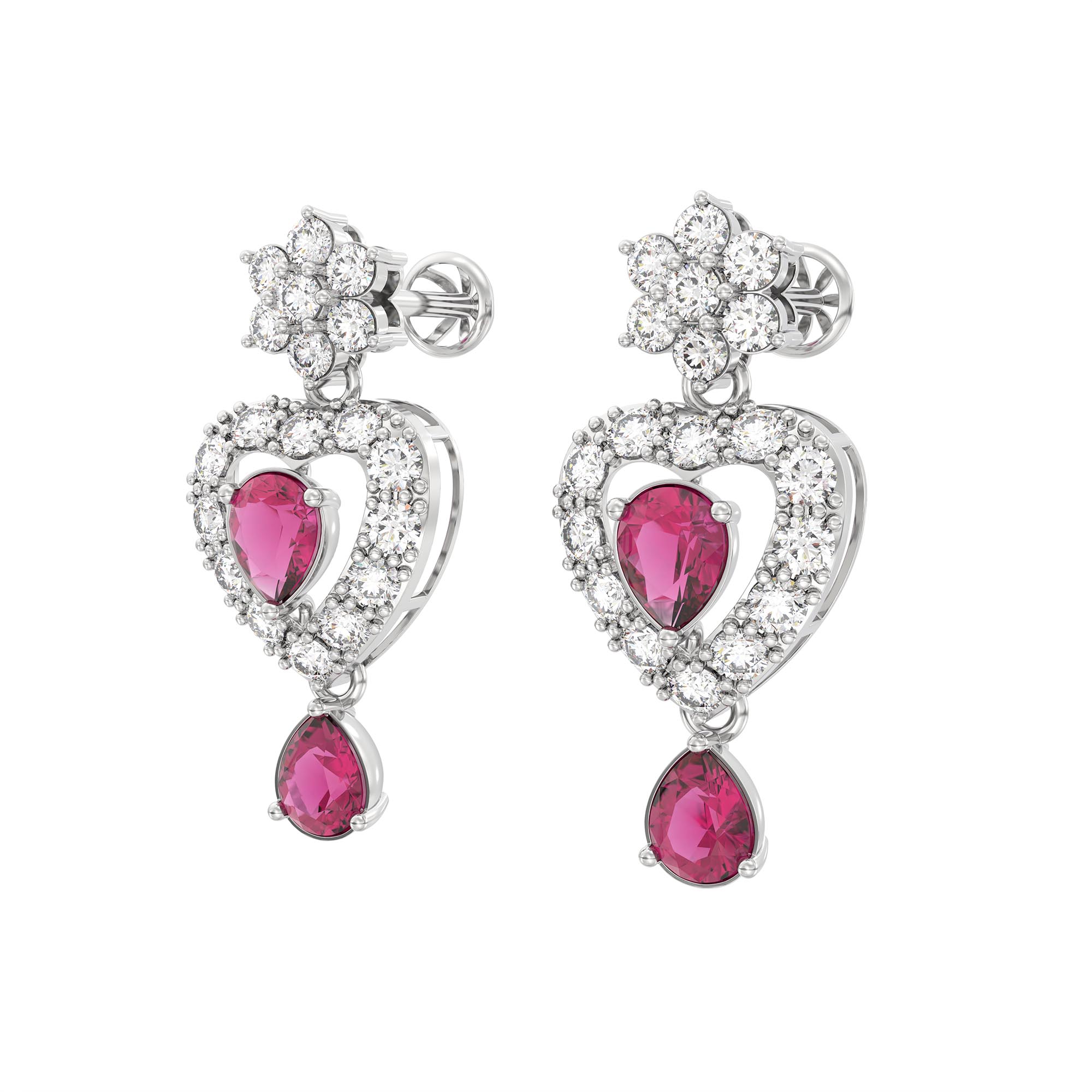 Lab-Grown Diamond and Ruby Necklace and Earring Set in 18K White Gold – 6.3 Ct Diamonds thumbnail