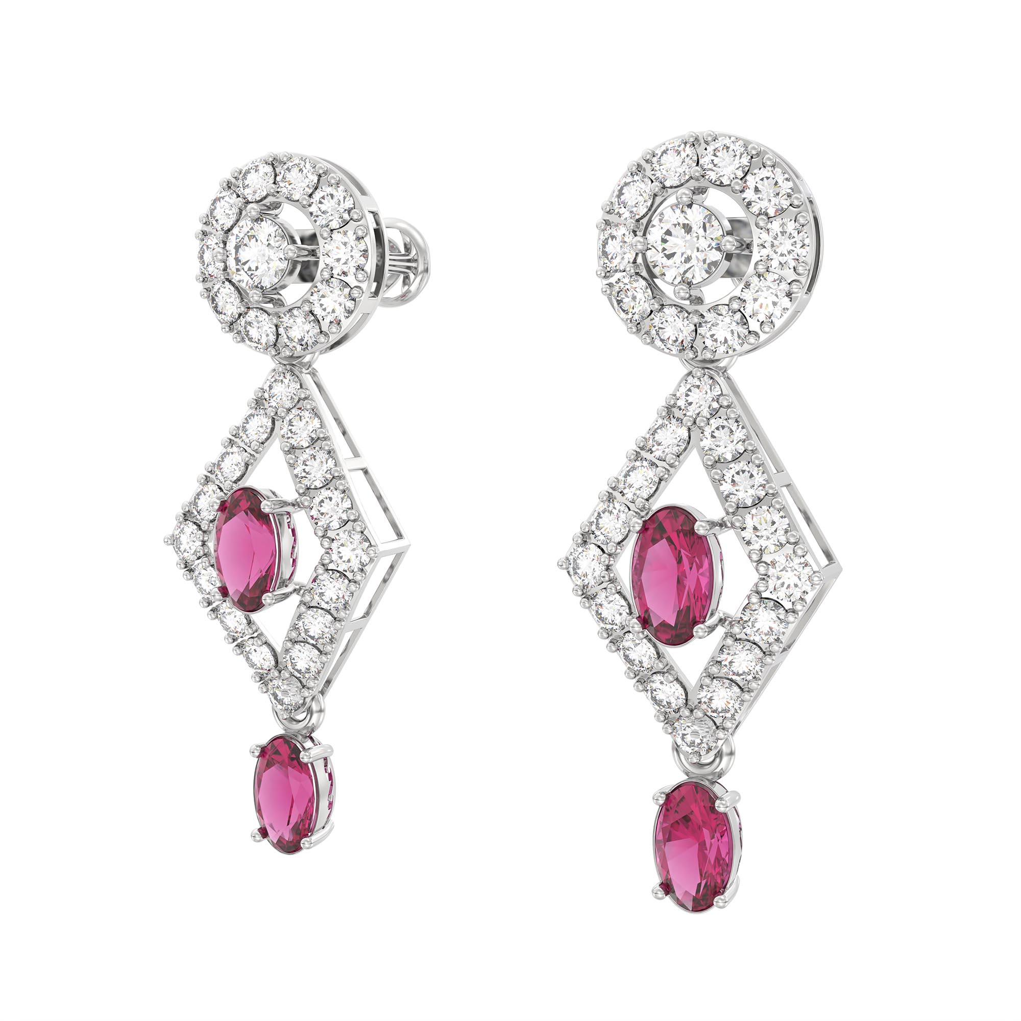 Lab-Grown Diamond and Ruby Necklace and Earring Set in 18K White Gold – 6.98 Ct Diamonds thumbnail
