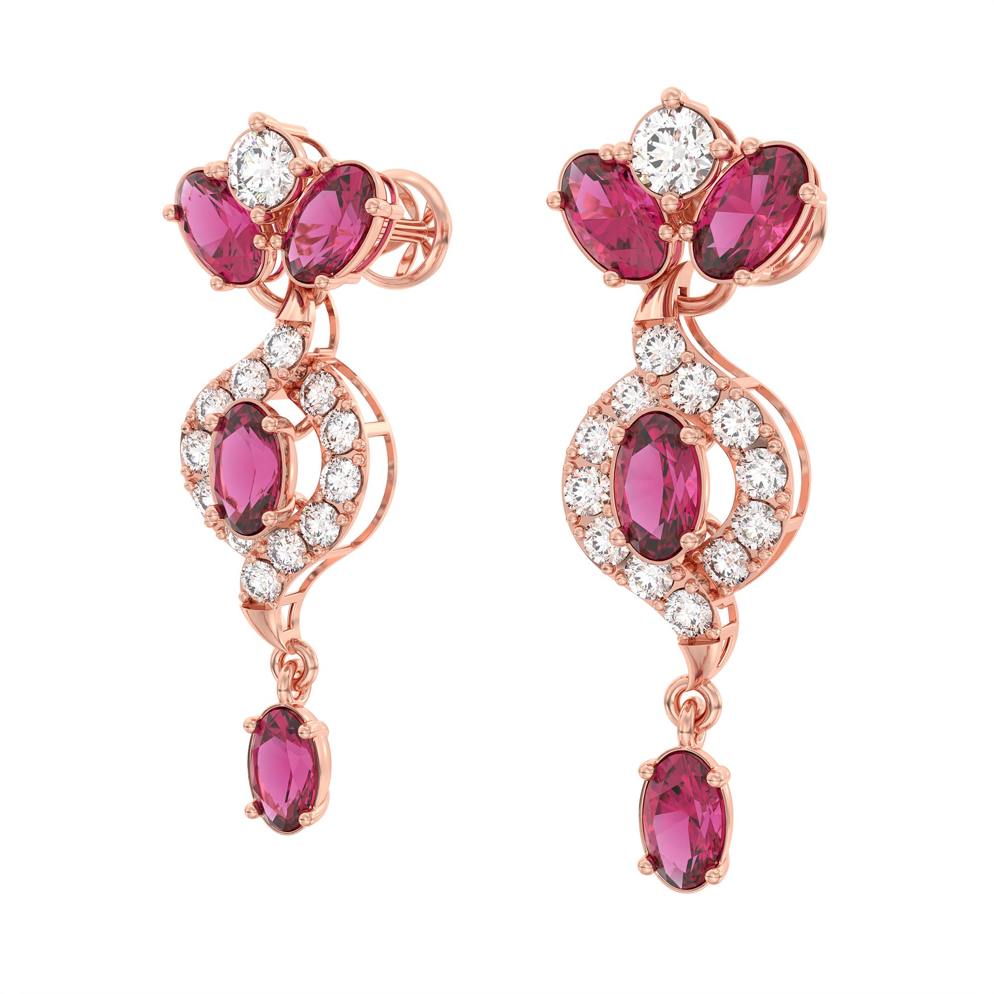 Lab-Grown Diamond and Ruby Necklace and Earring Set in 18K Rose Gold – 4.87 Ct Diamonds thumbnail