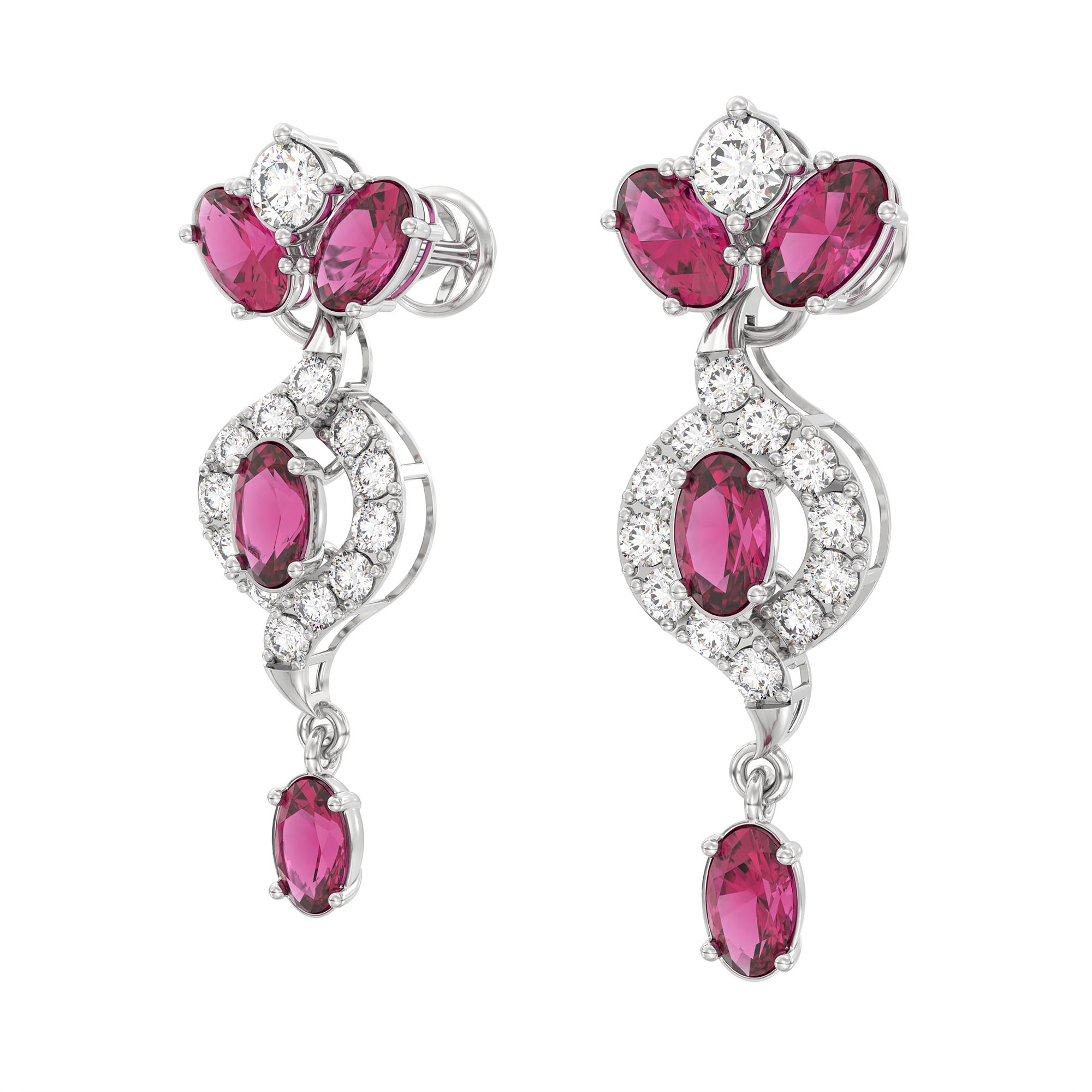 Lab-Grown Diamond and Ruby Necklace and Earring Set in 18K White Gold – 4.87 Ct Diamonds thumbnail