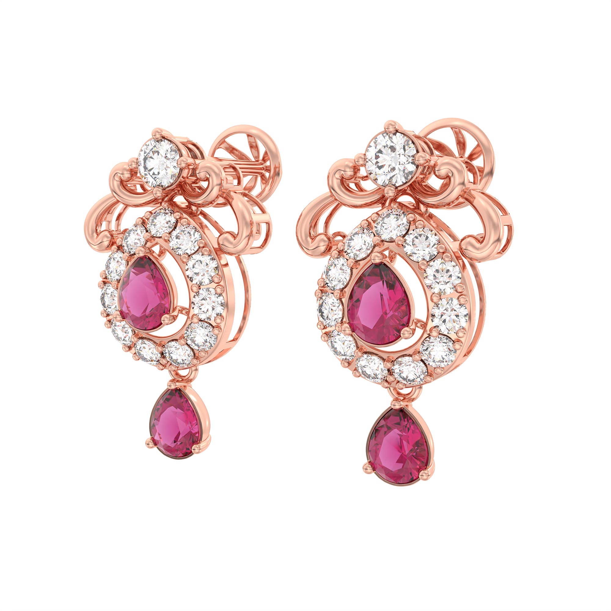 Lab-Grown Diamond and Ruby Necklace and Earring Set in 18K Rose Gold – 4.97 Ct Diamonds thumbnail