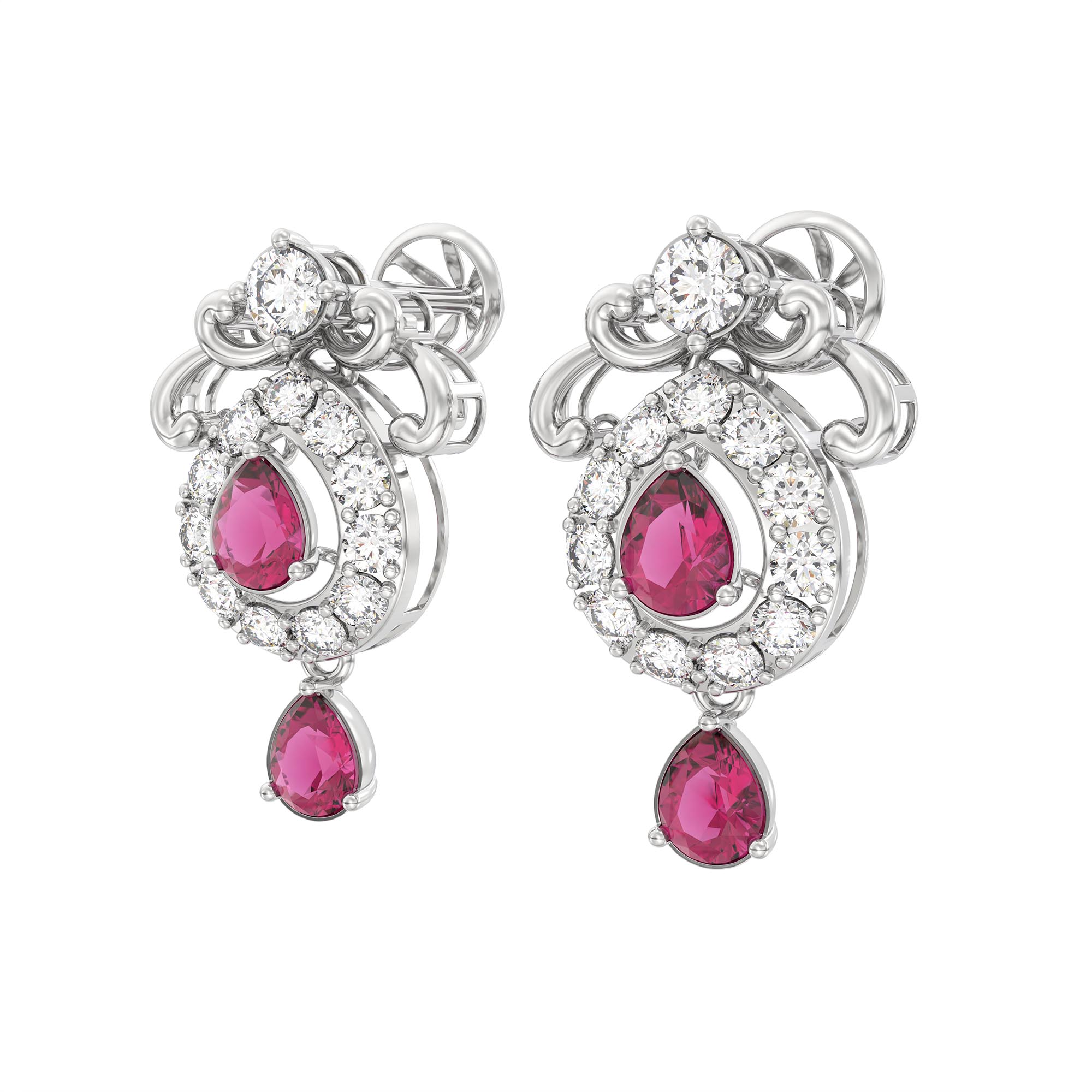 Lab-Grown Diamond and Ruby Necklace and Earring Set in 18K White Gold – 4.97 Ct Diamonds thumbnail