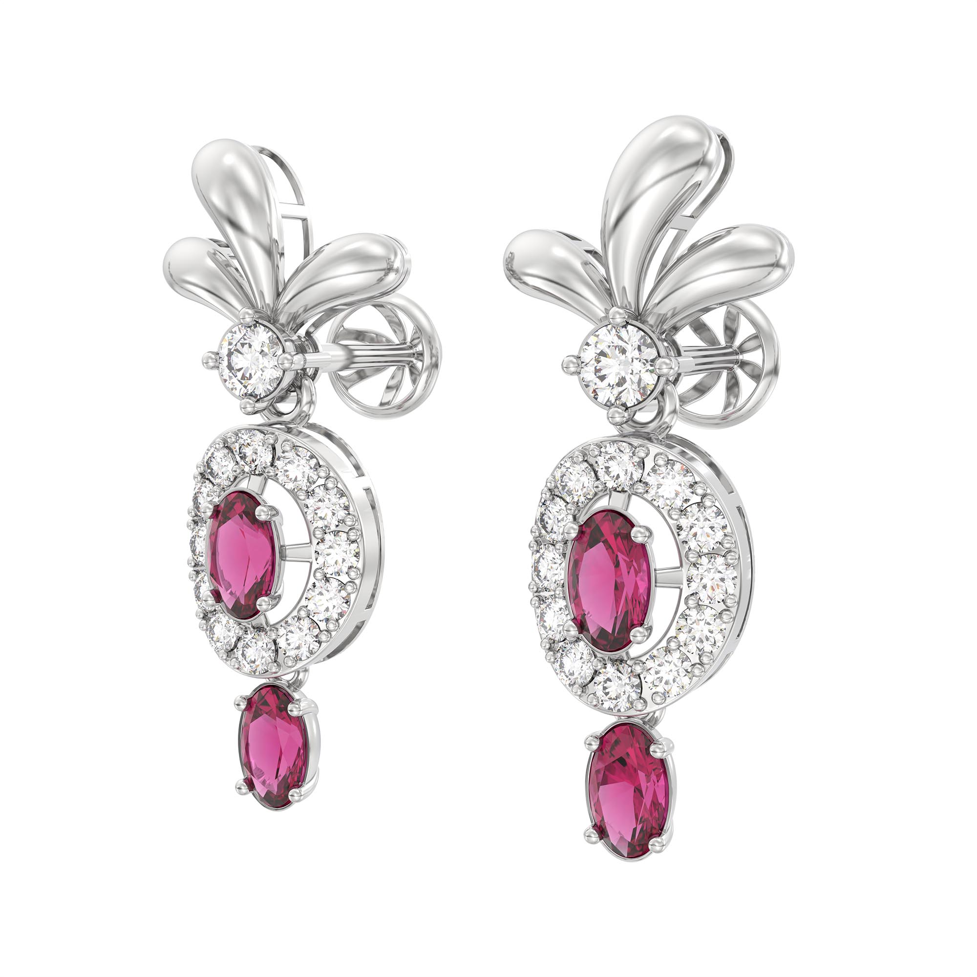 Lab-Grown Diamond and Ruby Necklace and Earring Set in 18K White Gold – 4.07 Ct Diamonds thumbnail