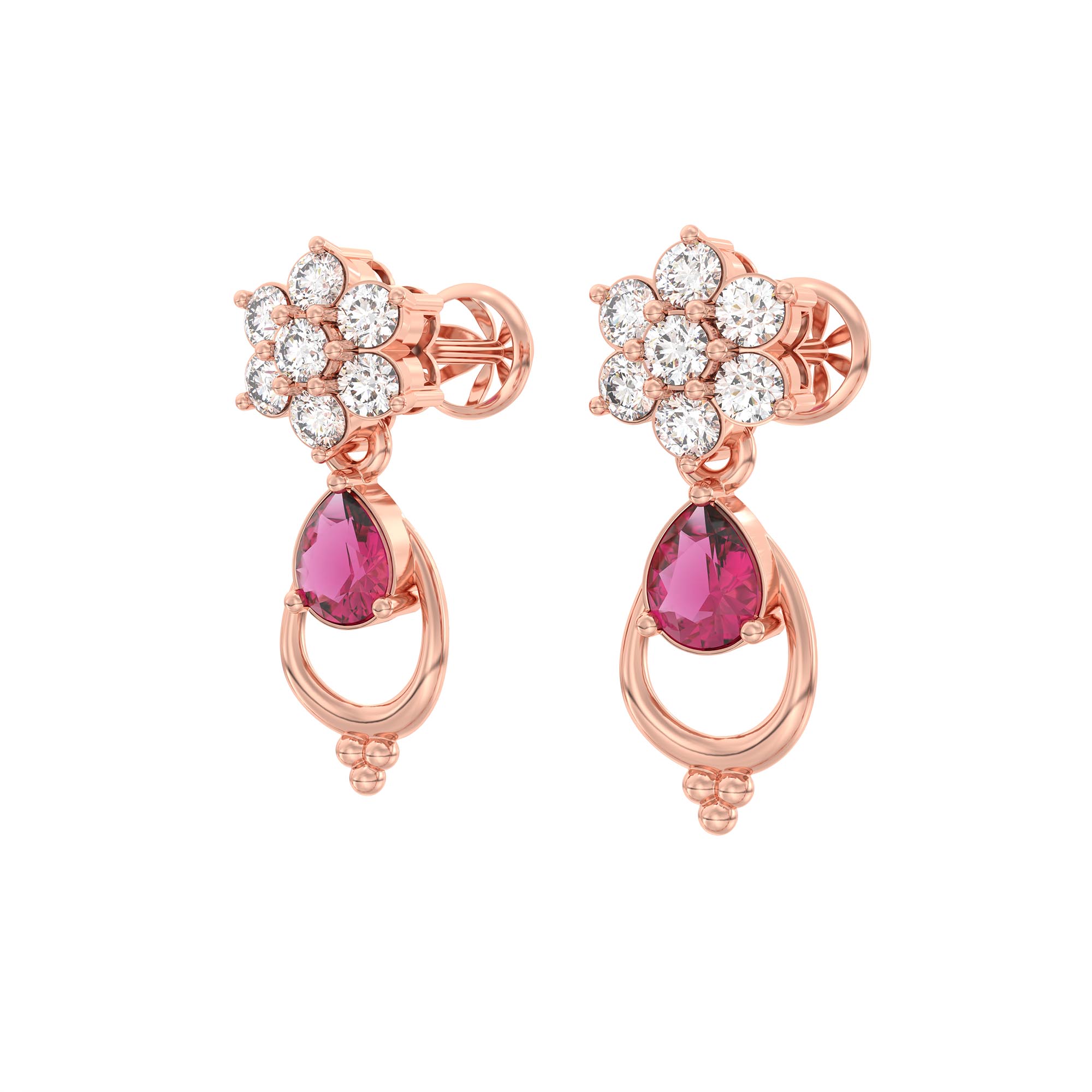 Lab-Grown Diamond and Ruby Necklace and Earring Set in 18K Rose Gold – 4.17 Ct Diamonds thumbnail