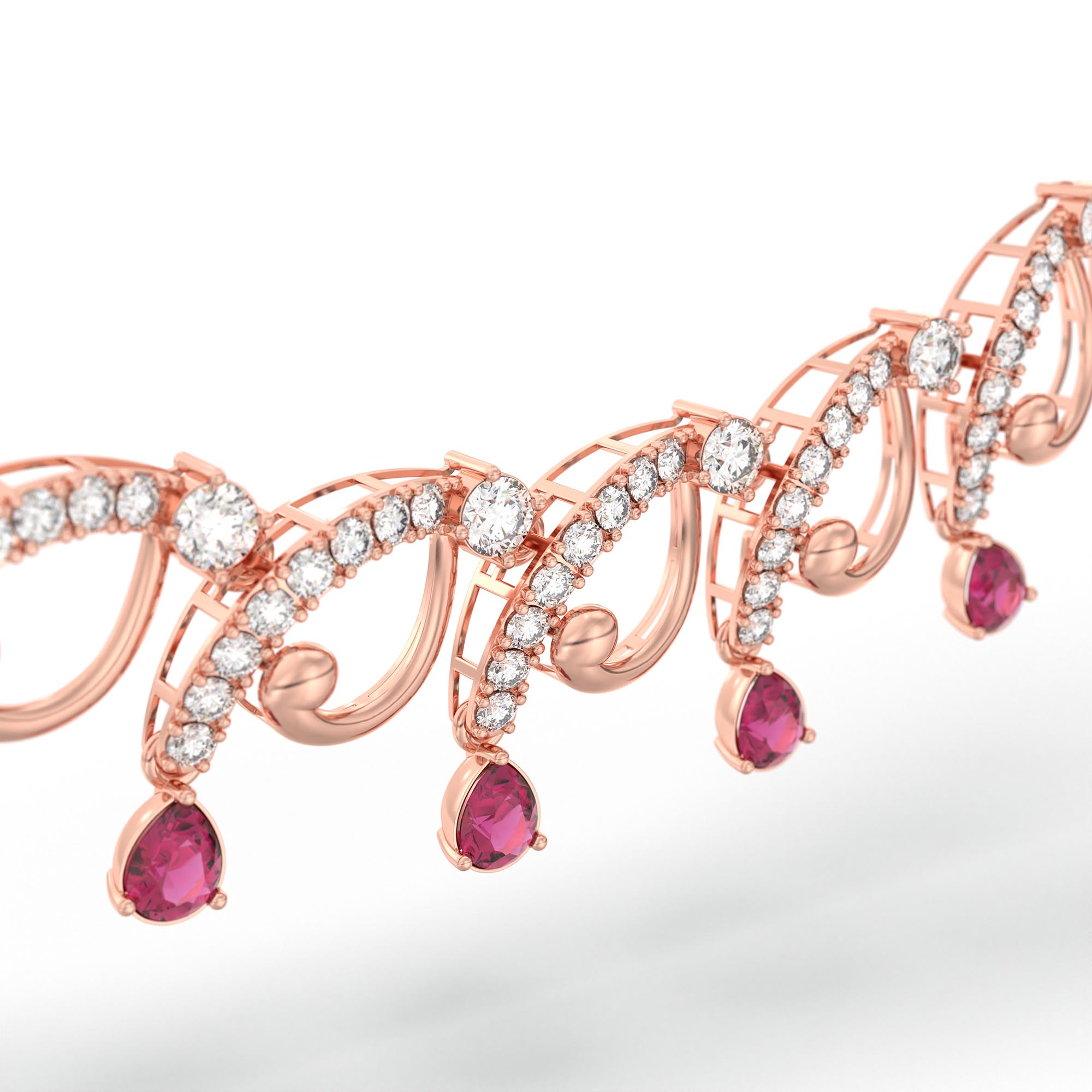 Lab-Grown Diamond and Ruby Necklace and Earring Set in 18K Rose Gold – 6.26 Ct Diamonds thumbnail