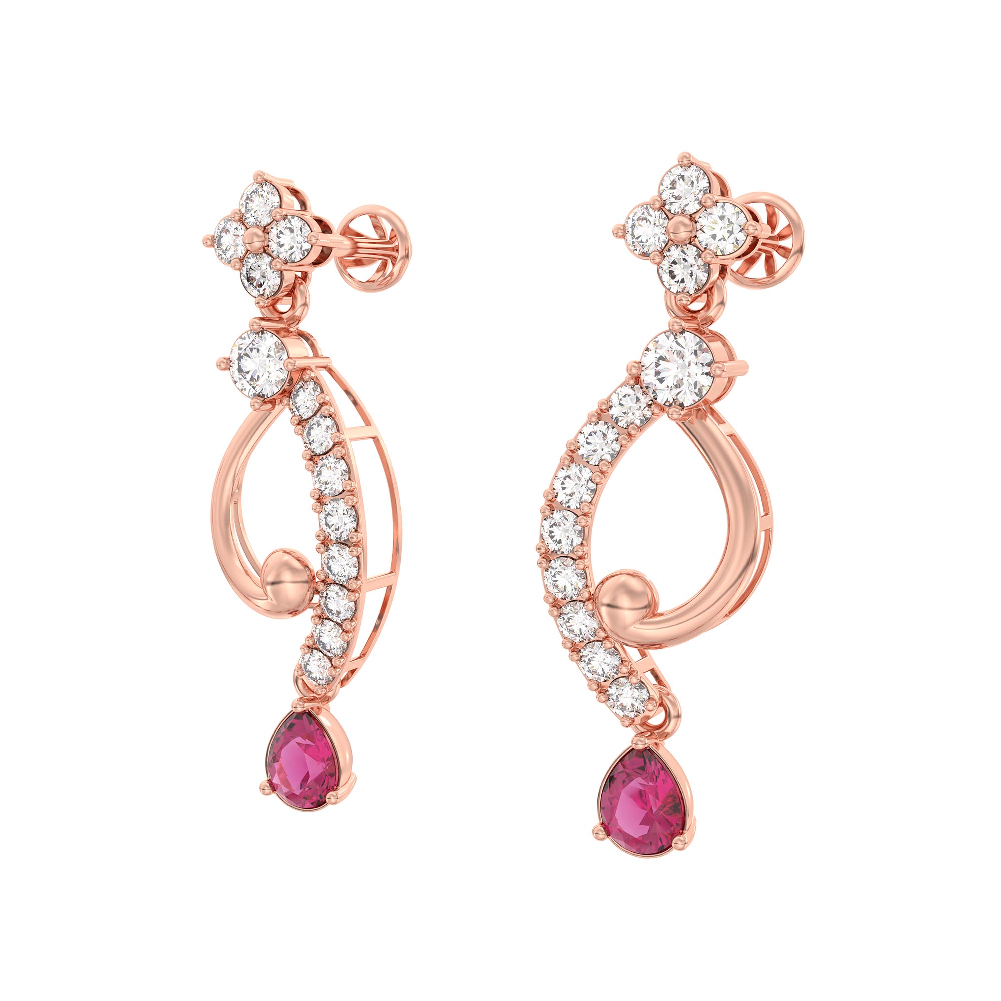 Lab-Grown Diamond and Ruby Necklace and Earring Set in 18K Rose Gold – 6.26 Ct Diamonds thumbnail