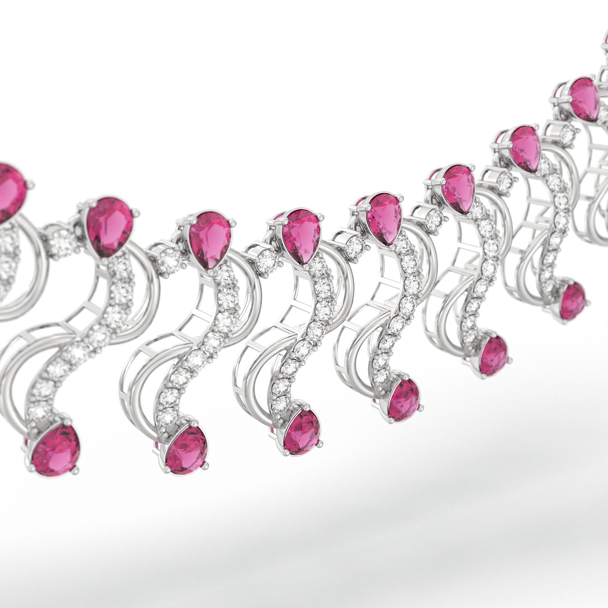 Lab-Grown Diamond and Ruby Necklace and Earring Set in 18K White Gold – 6.05 Ct Diamonds thumbnail