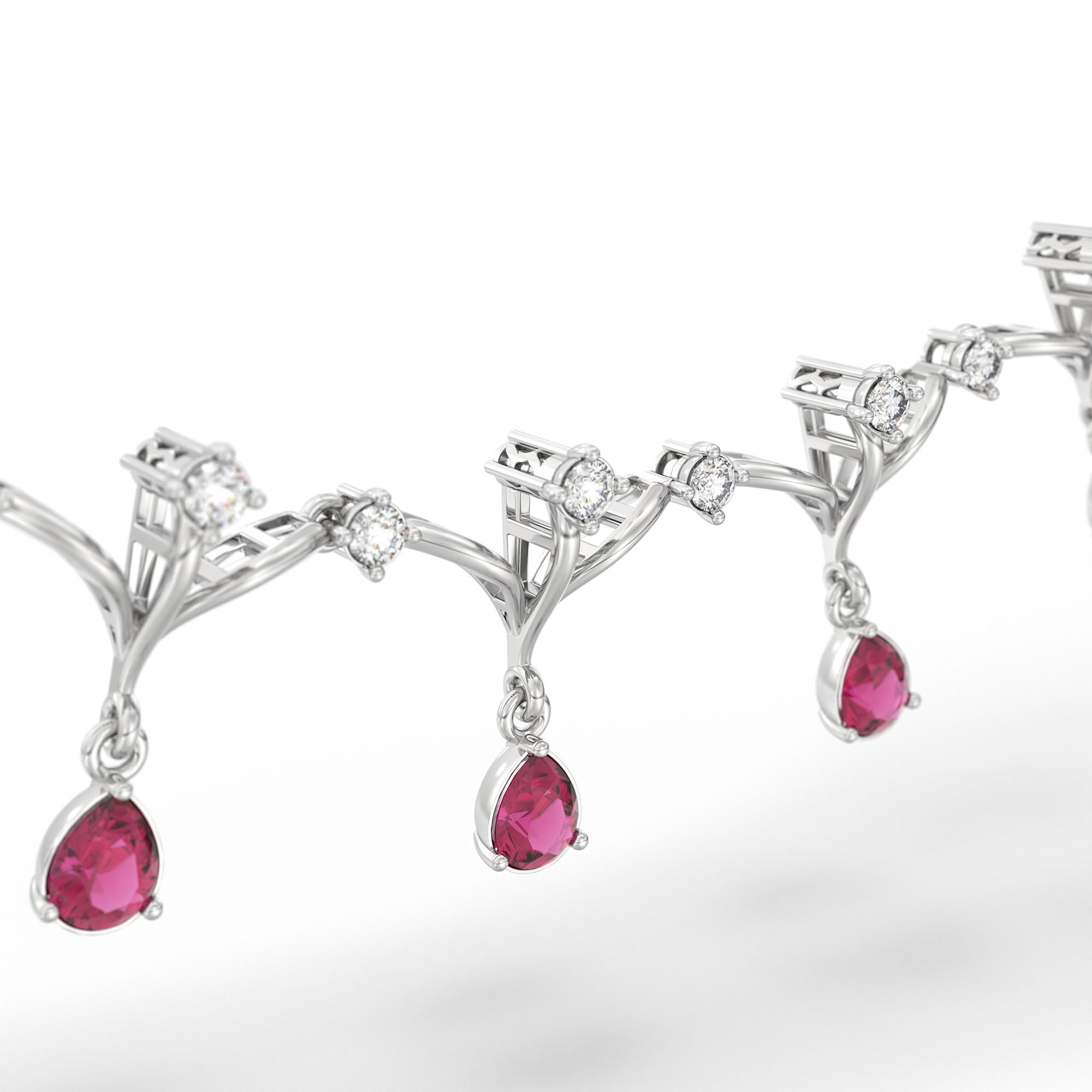 Lab-Grown Diamond and Ruby Necklace and Earring Set in 18K White Gold – 1.16 Ct Diamonds thumbnail