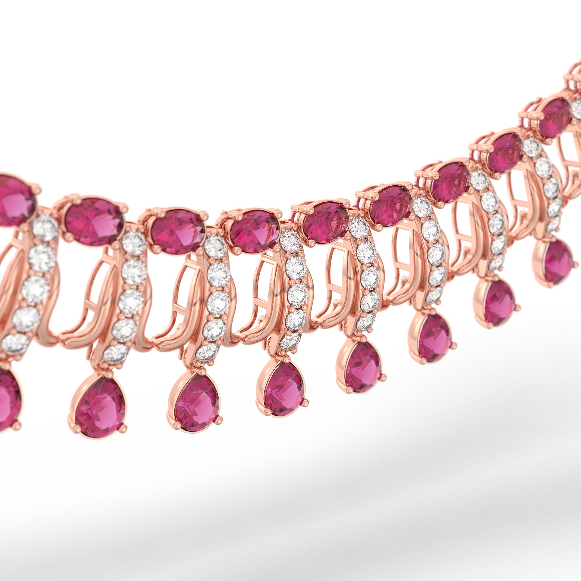 Lab-Grown Diamond and Ruby Necklace and Earring Set in 18K Rose Gold – 4.19 Ct Diamonds thumbnail