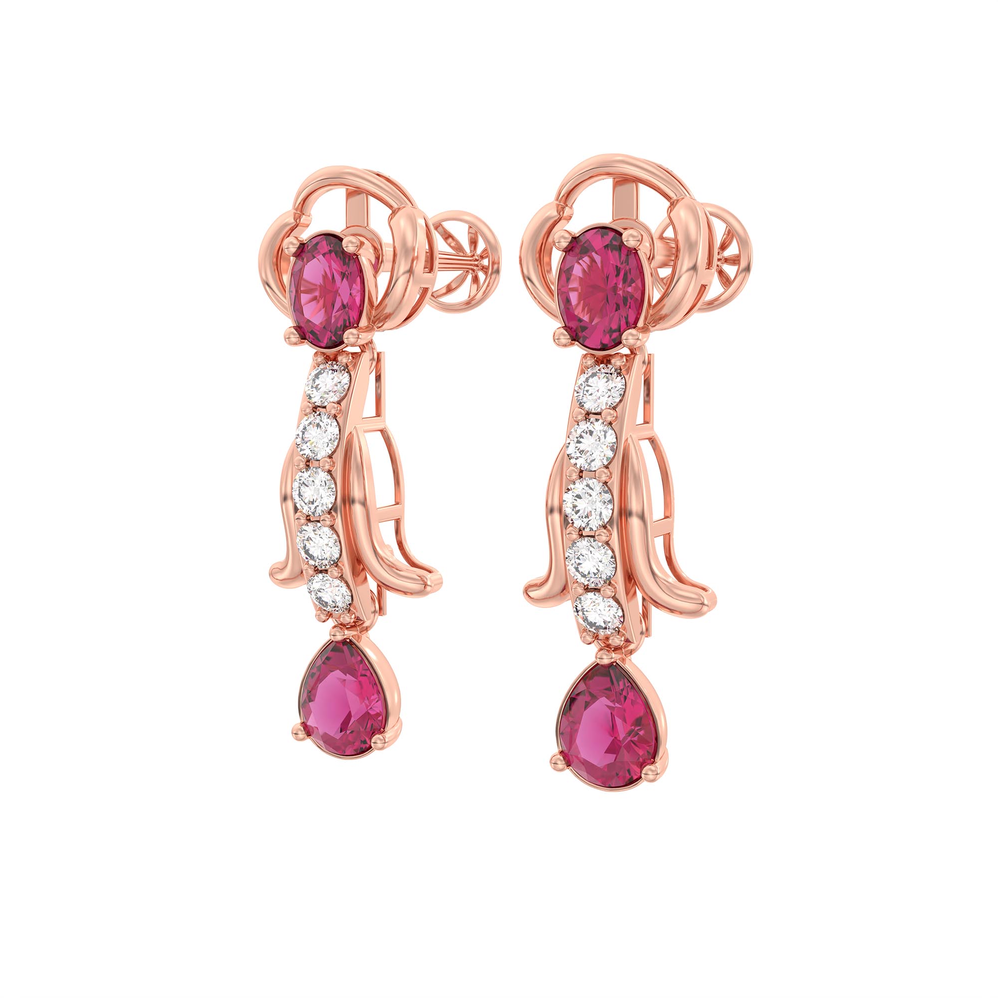 Lab-Grown Diamond and Ruby Necklace and Earring Set in 18K Rose Gold – 4.19 Ct Diamonds thumbnail