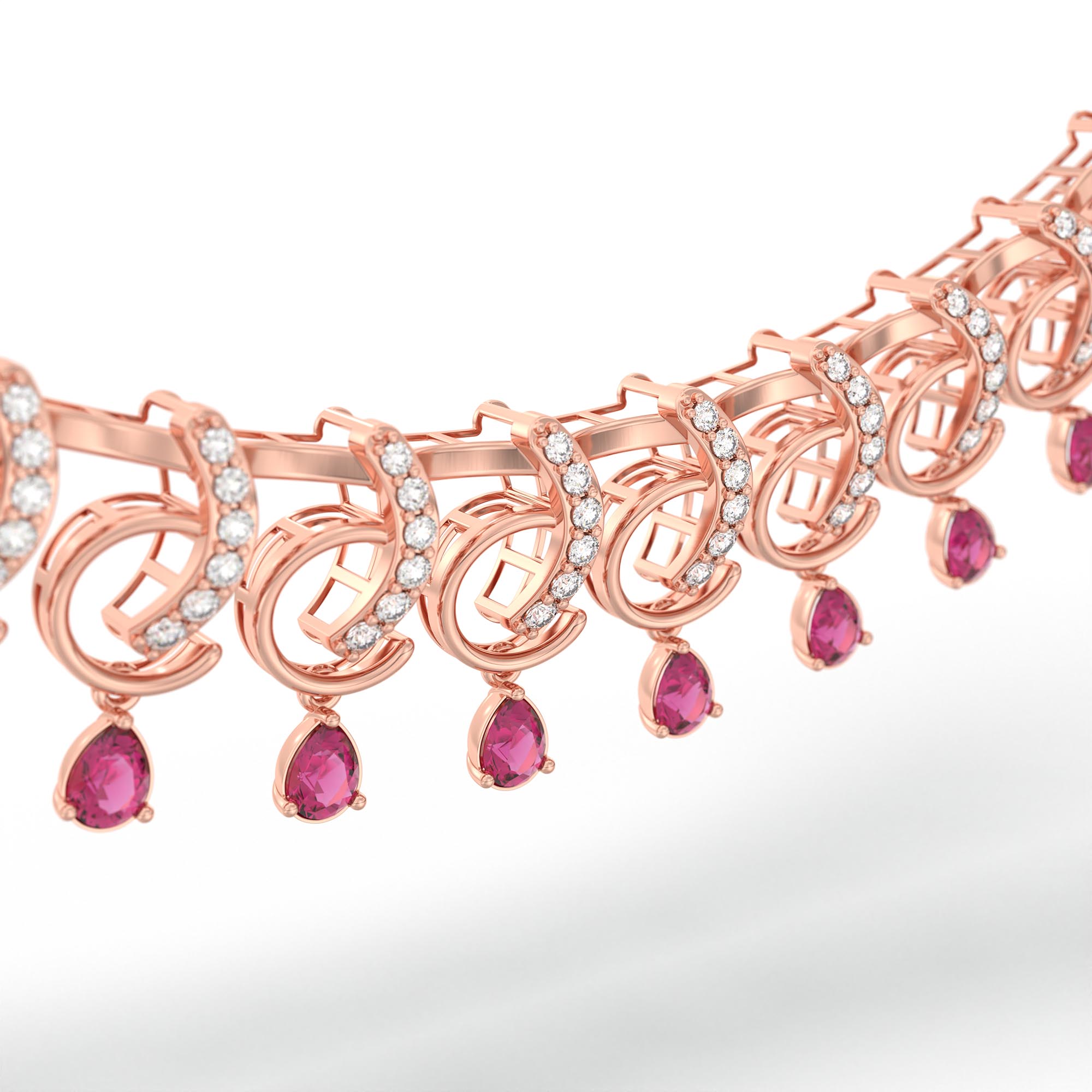 Lab-Grown Diamond and Ruby Necklace and Earring Set in 18K Rose Gold – 1.92 Ct Diamonds thumbnail
