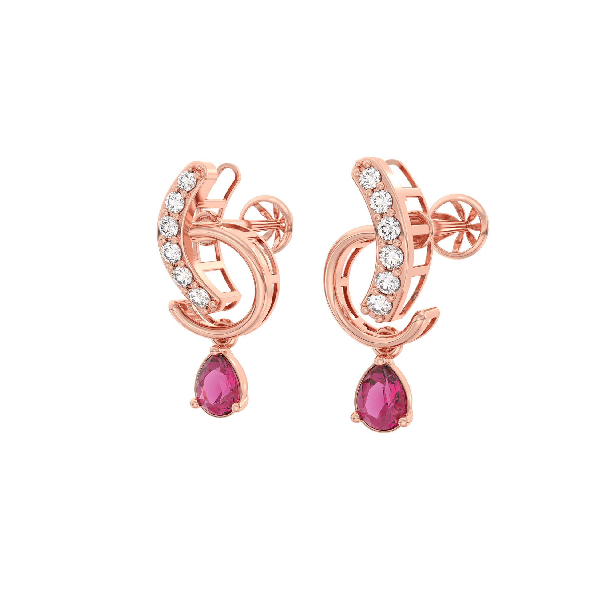 Lab-Grown Diamond and Ruby Necklace and Earring Set in 18K Rose Gold – 1.92 Ct Diamonds thumbnail
