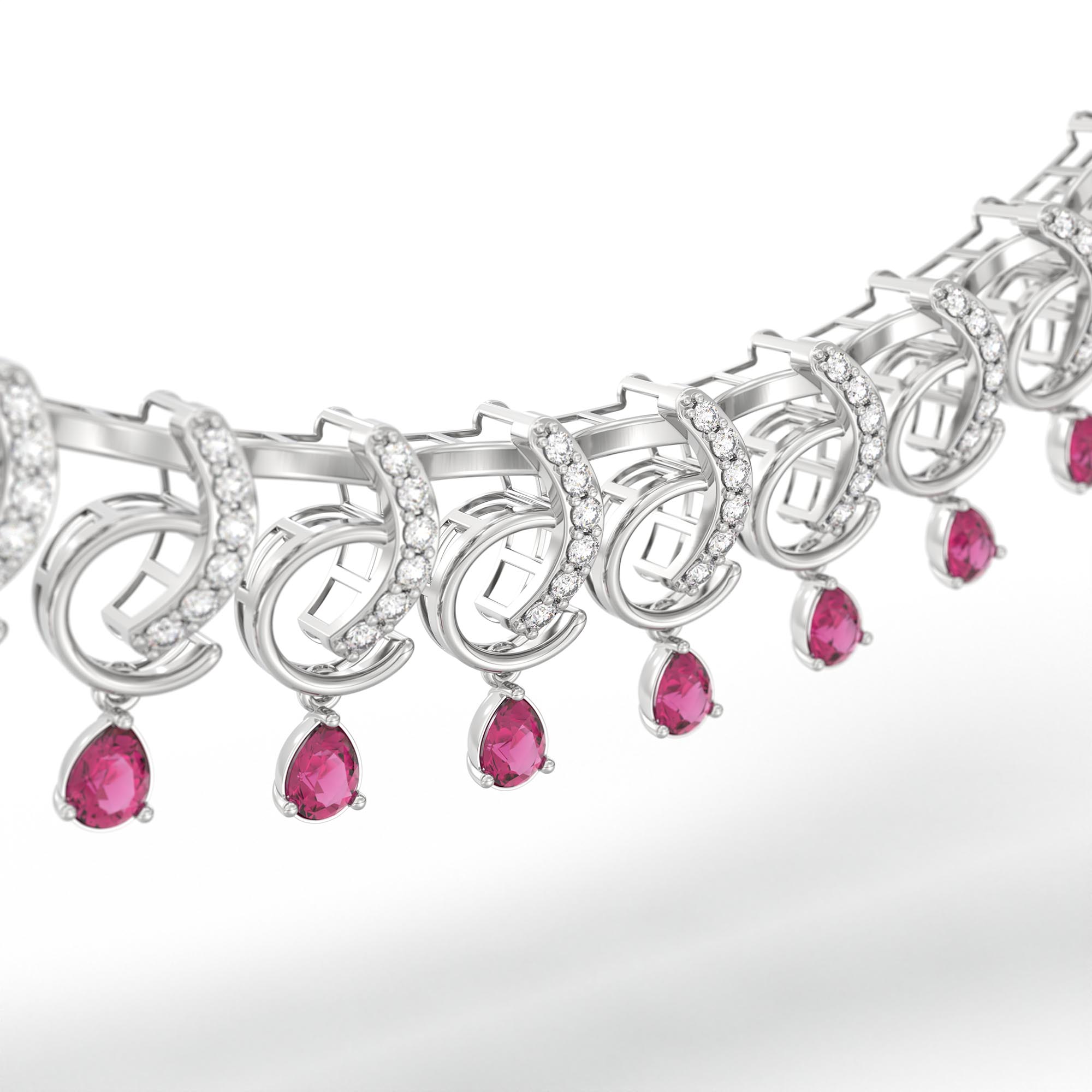 Lab-Grown Diamond and Ruby Necklace and Earring Set in 18K White Gold – 1.92 Ct Diamonds thumbnail