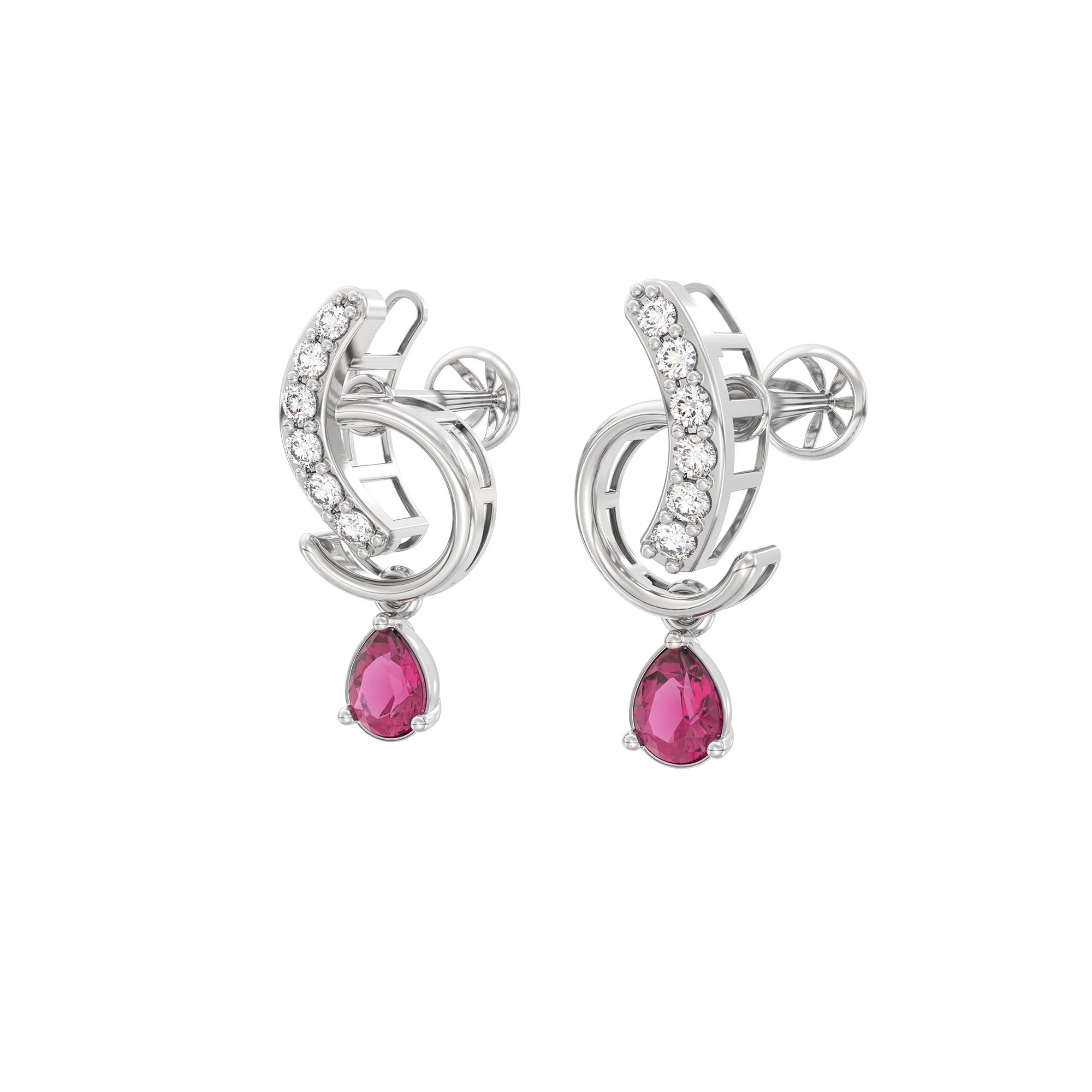 Lab-Grown Diamond and Ruby Necklace and Earring Set in 18K White Gold – 1.92 Ct Diamonds thumbnail