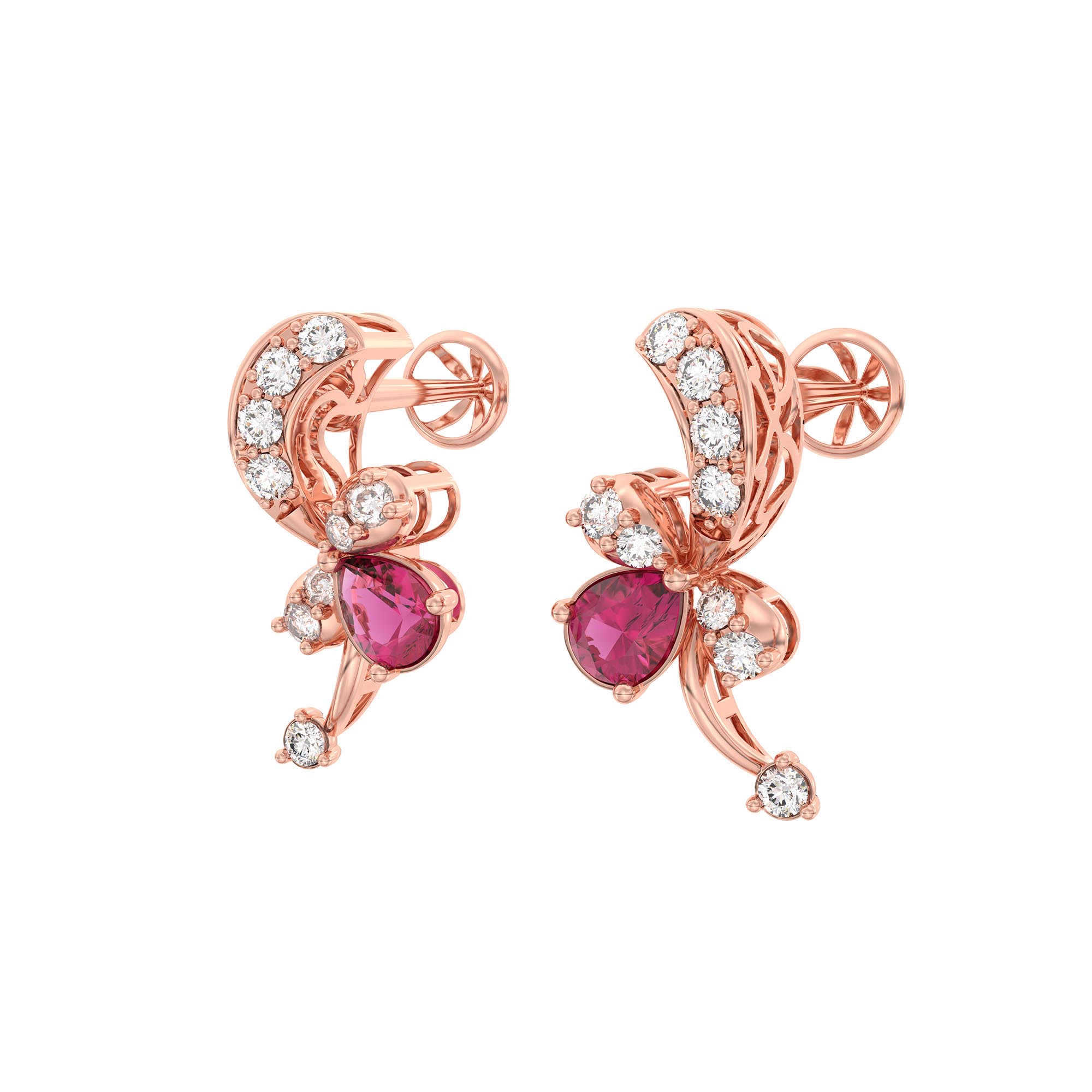 Lab-Grown Diamond and Ruby Necklace and Earring Set in 18K Rose Gold – 3.75 Ct Diamonds thumbnail