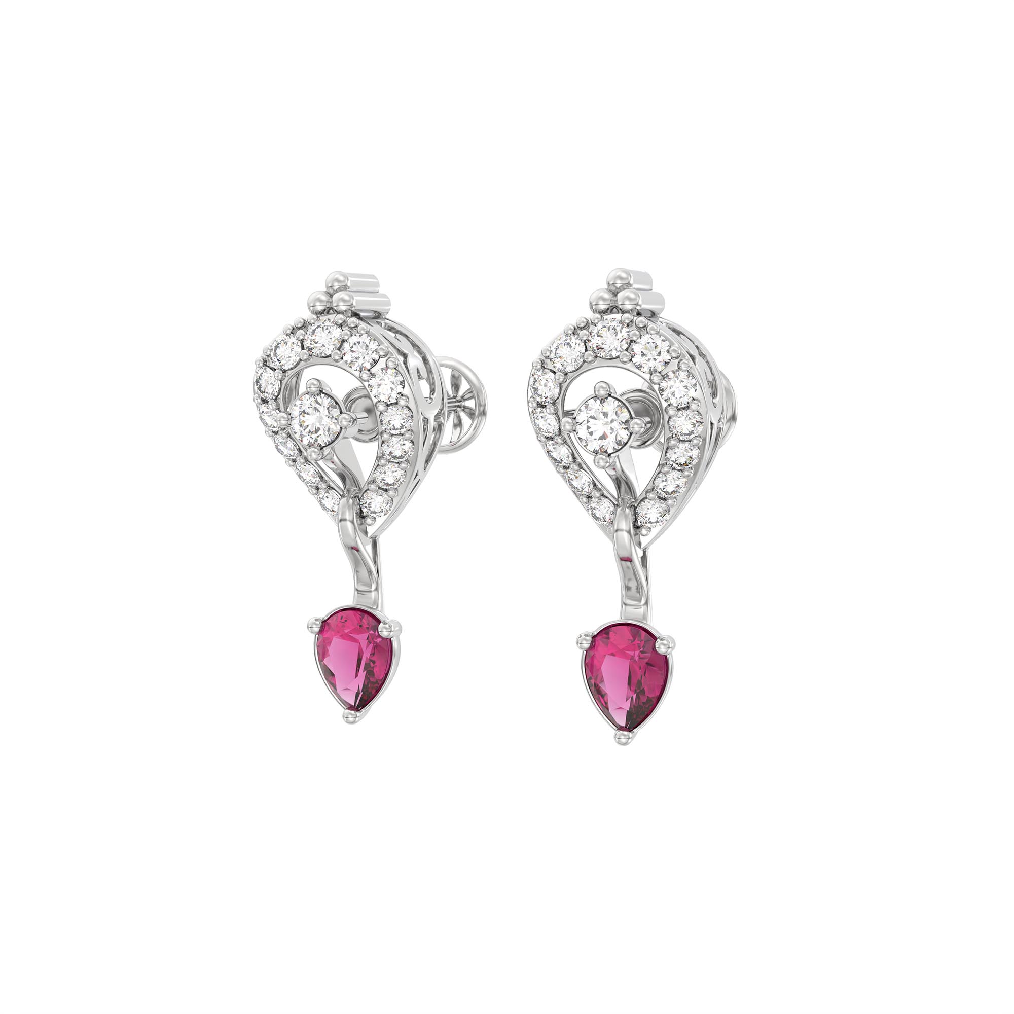 Lab-Grown Diamond and Ruby Necklace and Earring Set in 18K White Gold – 4.15 Ct Diamonds thumbnail