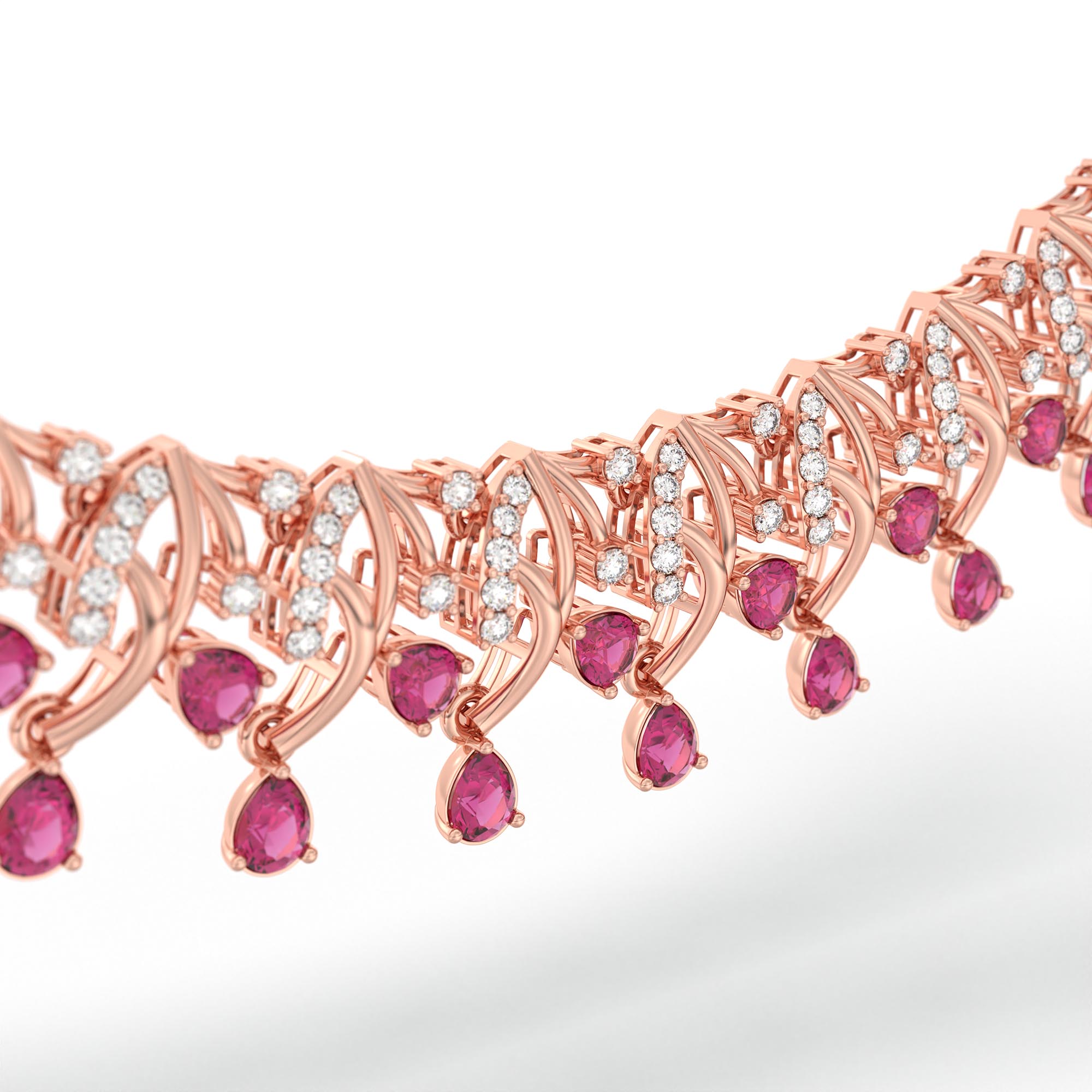 Lab-Grown Diamond and Ruby Necklace and Earring Set in 18K Rose Gold – 2.31 Ct Diamonds thumbnail