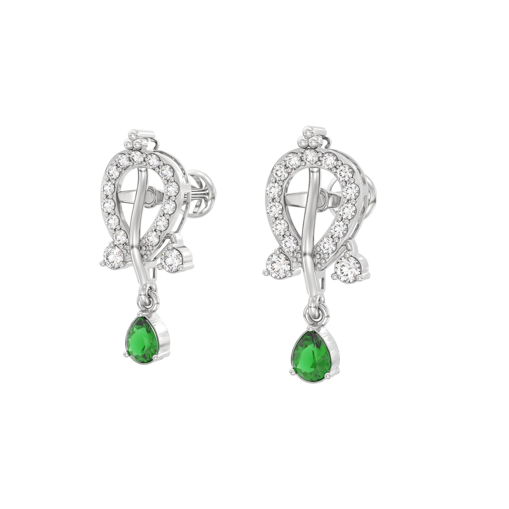 Lab-Grown Diamond and Emerald Necklace and Earring Set in 18K White Gold – 4.67 Ct Diamonds thumbnail