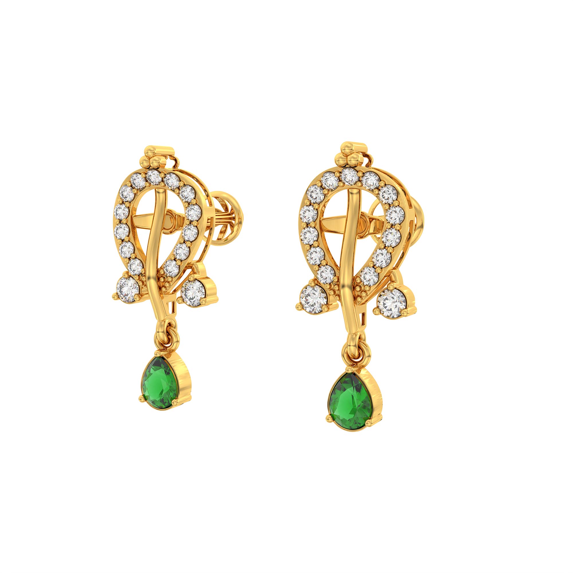 Lab-Grown Diamond and Emerald Necklace and Earring Set in 22K Yellow Gold – 4.67 Ct Diamonds thumbnail