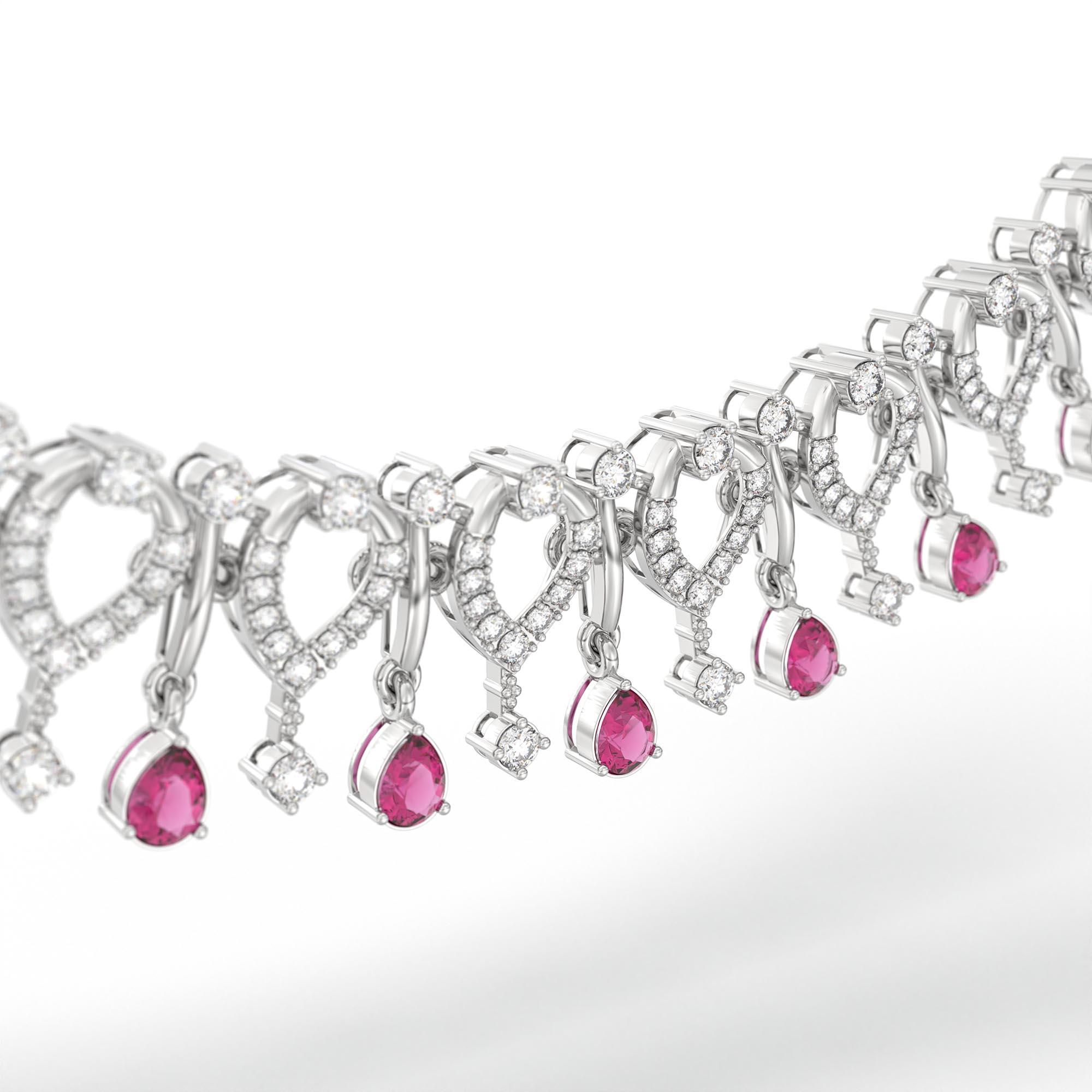 Lab-Grown Diamond and Ruby Necklace and Earring Set in 18K White Gold – 4.21 Ct Diamonds thumbnail