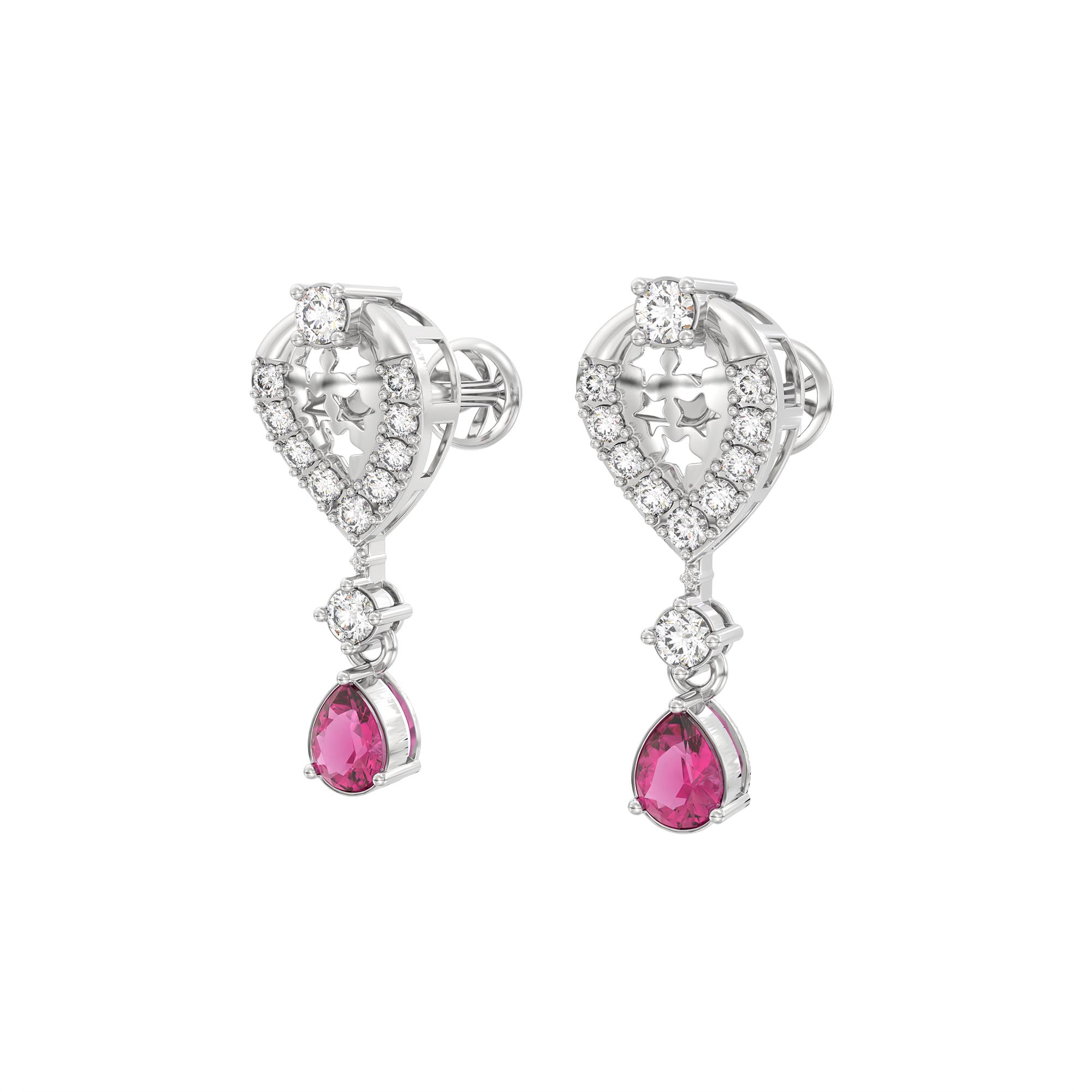 Lab-Grown Diamond and Ruby Necklace and Earring Set in 18K White Gold – 4.21 Ct Diamonds thumbnail