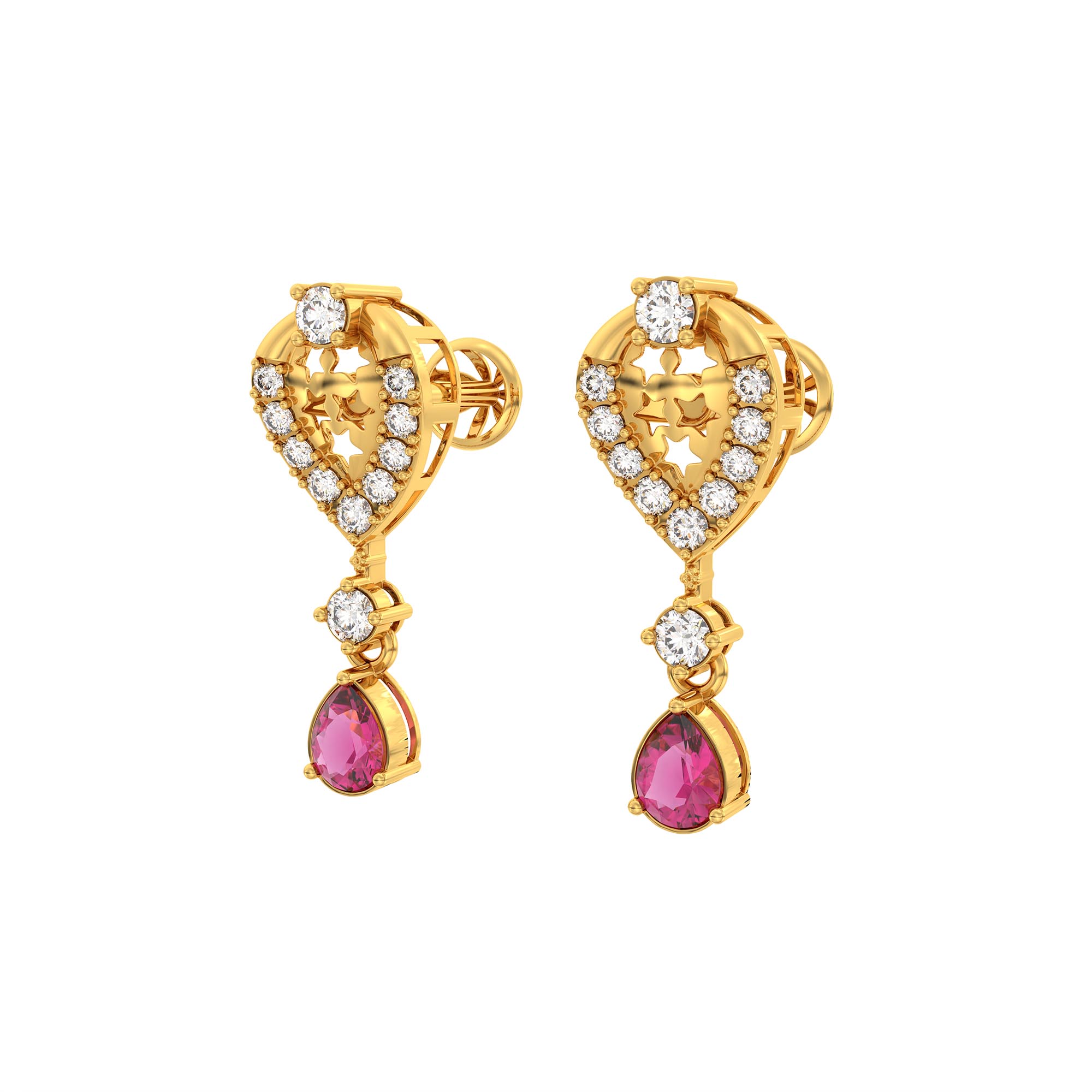Lab-Grown Diamond and Ruby Necklace and Earring Set in 22K Yellow Gold – 4.21 Ct Diamonds thumbnail