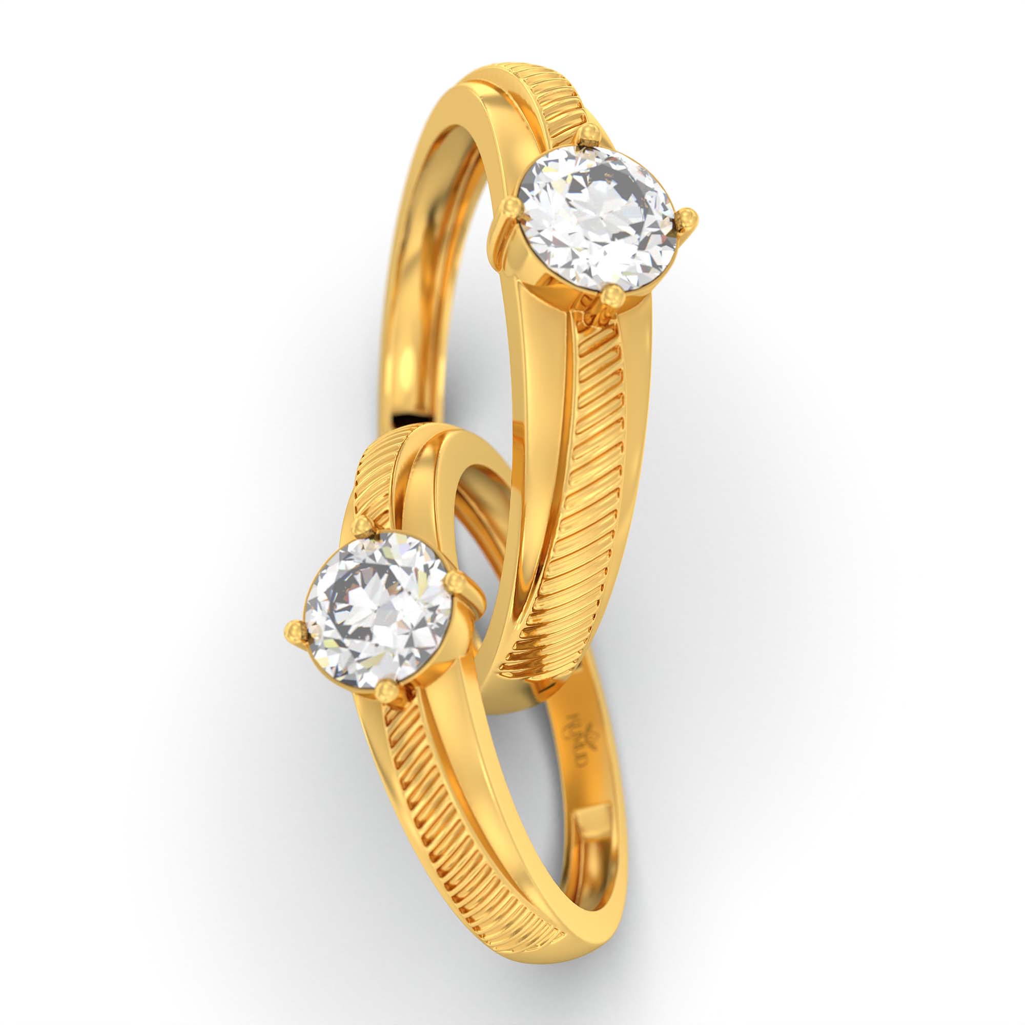 Lab-Grown Diamond Couple Rings (Pair) in 22K Yellow Gold – 1.08 Ct Total, 3 g (Design K2-1) thumbnail