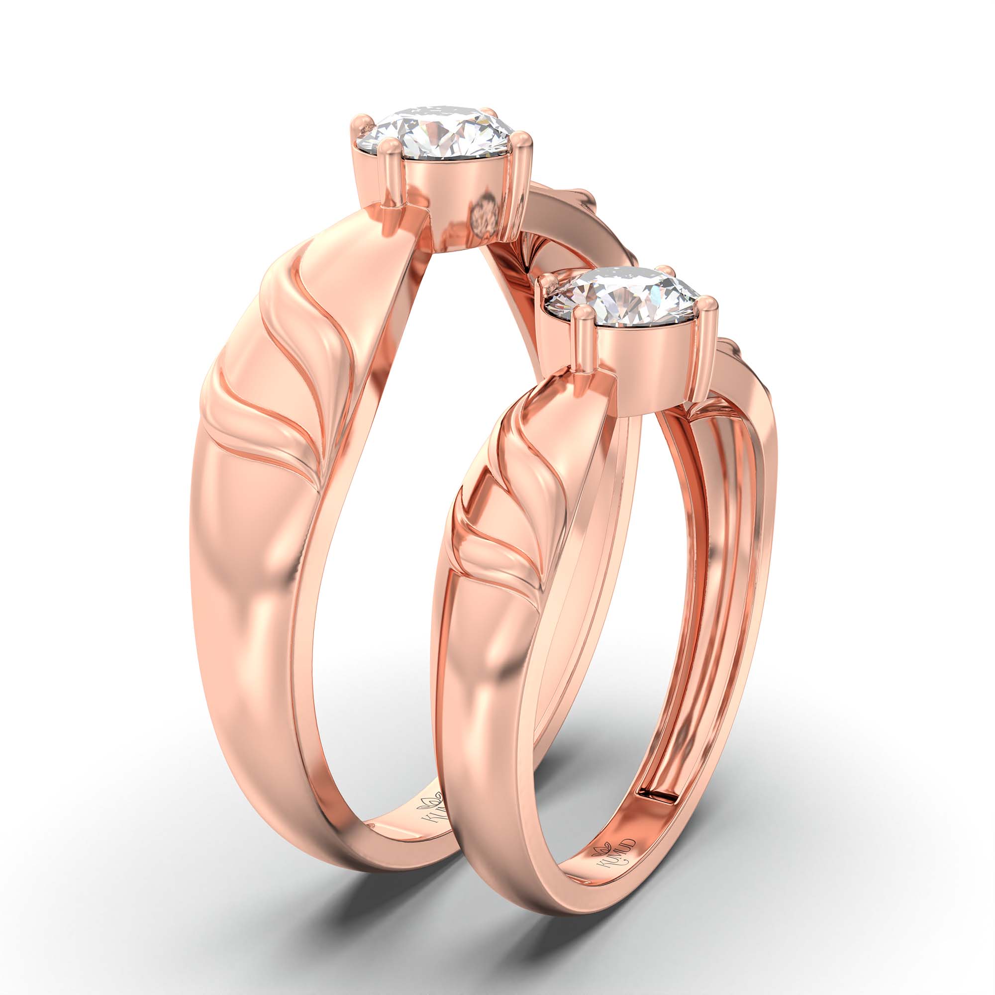 Lab-Grown Diamond Couple Rings (Pair) in 18K Rose Gold – 1.08 Ct Total, 3 g (Design K2-2) thumbnail