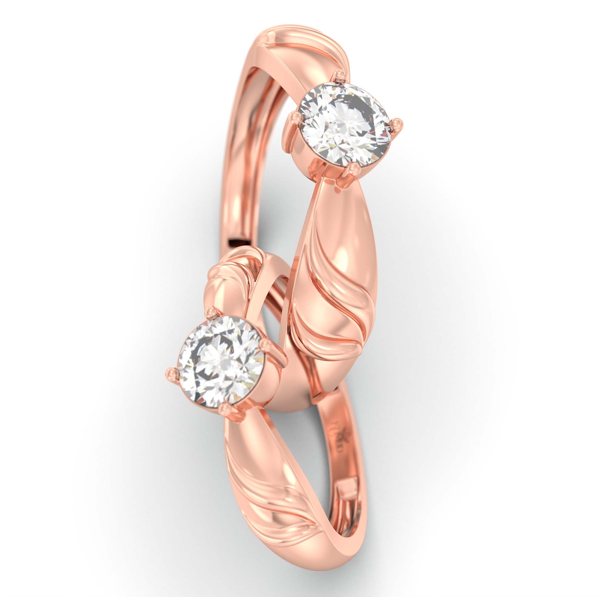 Lab-Grown Diamond Couple Rings (Pair) in 18K Rose Gold – 1.08 Ct Total, 3 g (Design K2-2) thumbnail