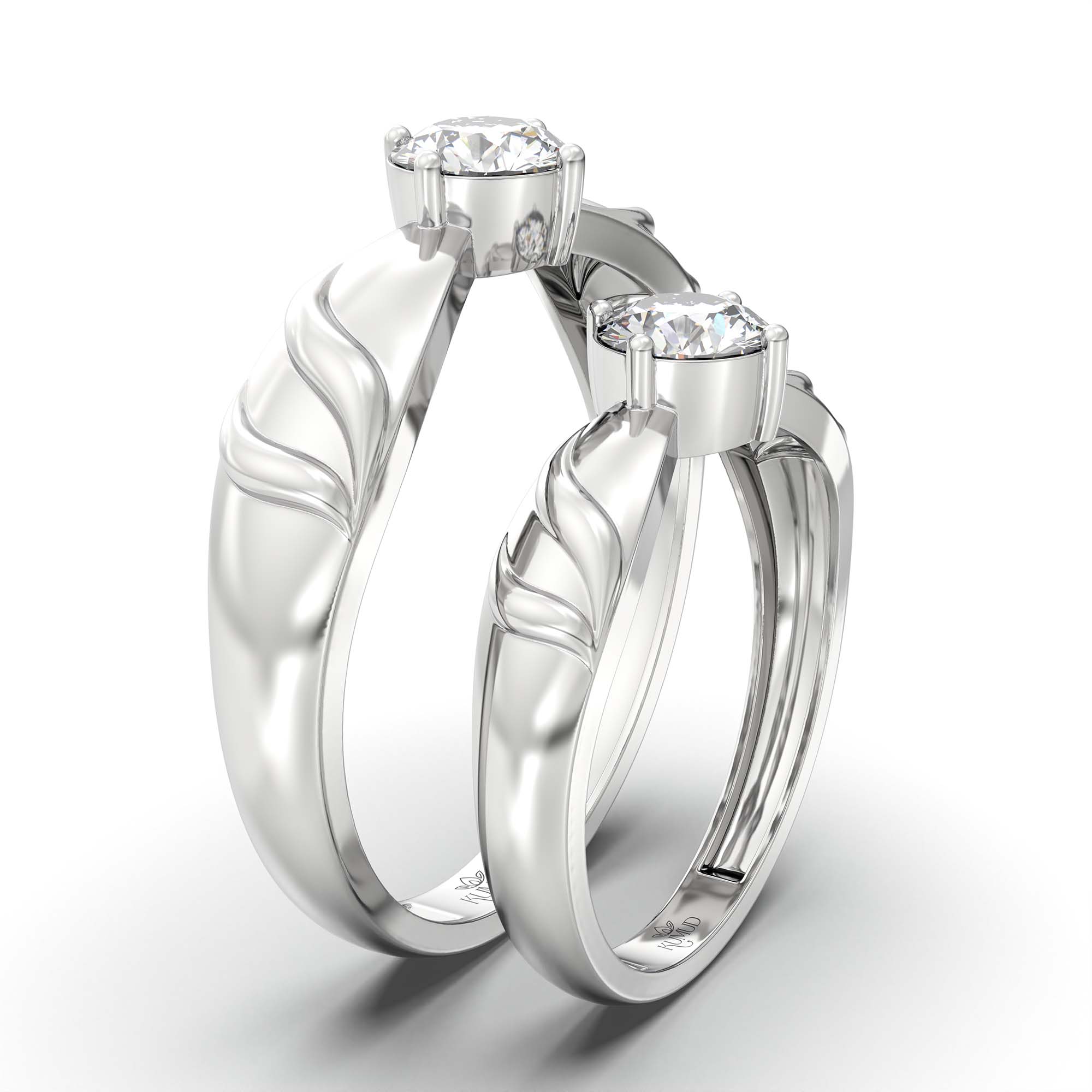 Lab-Grown Diamond Couple Rings (Pair) in 18K White Gold – 1.08 Ct Total, 3 g (Design K2-2) thumbnail