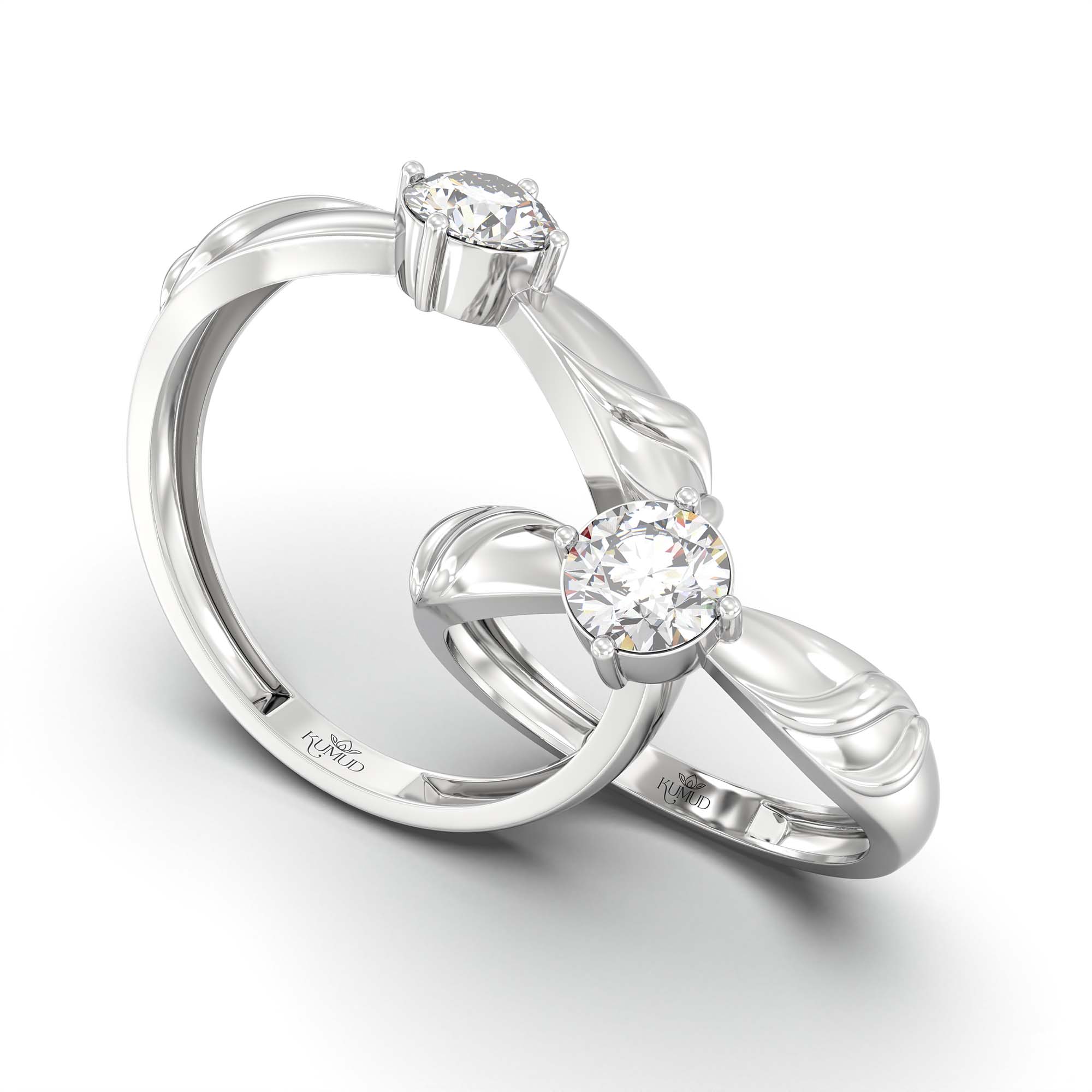 Lab-Grown Diamond Couple Rings (Pair) in 18K White Gold – 1.08 Ct Total, 3 g (Design K2-2) thumbnail