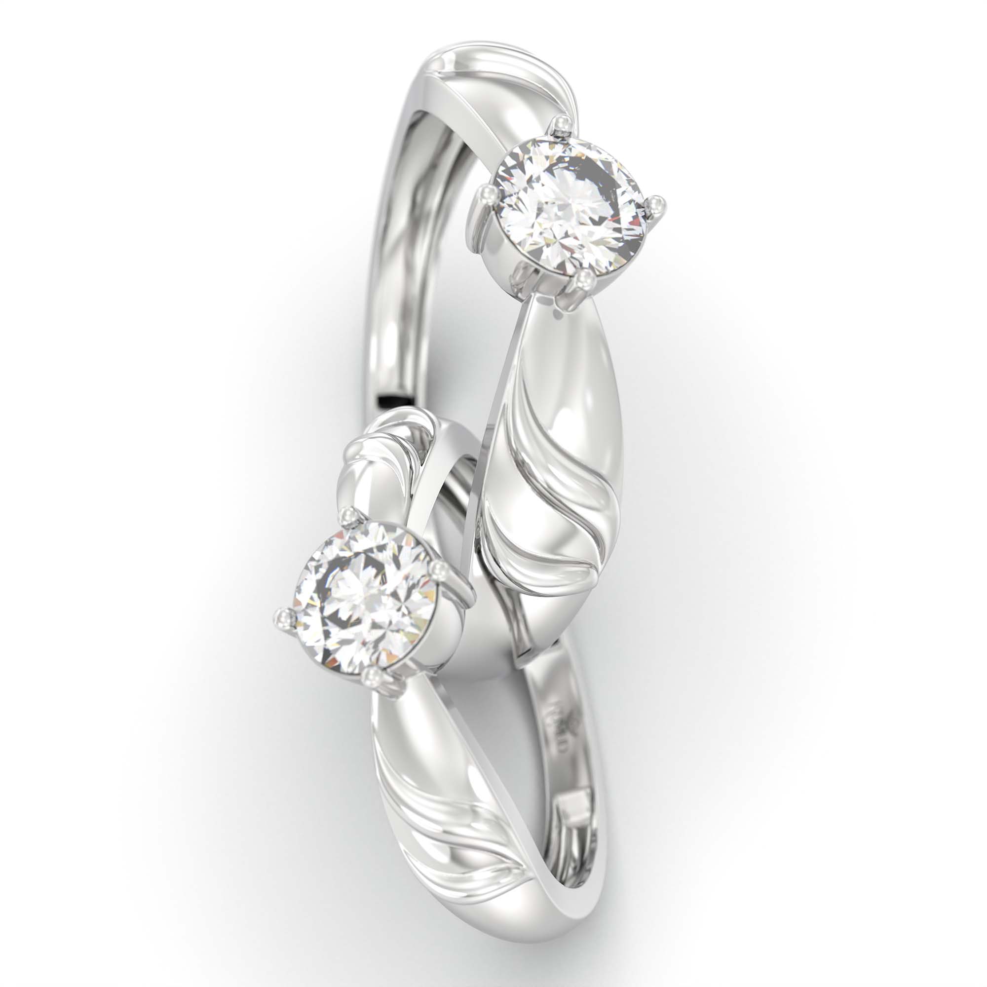 Lab-Grown Diamond Couple Rings (Pair) in 18K White Gold – 1.08 Ct Total, 3 g (Design K2-2) thumbnail