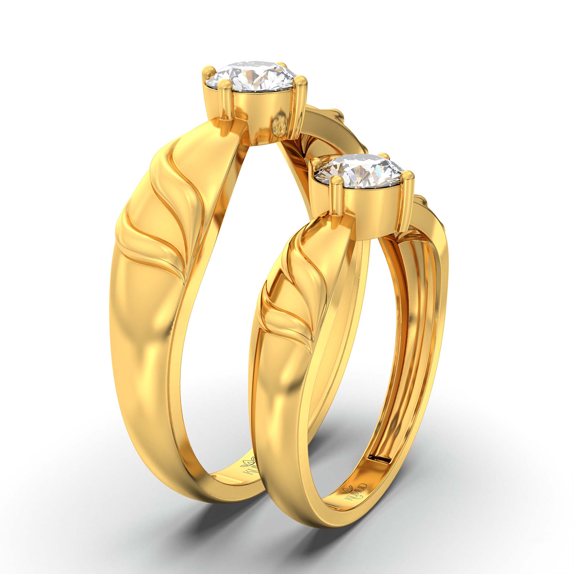 Lab-Grown Diamond Couple Rings (Pair) in 22K Yellow Gold – 1.08 Ct Total, 3 g (Design K2-2) thumbnail