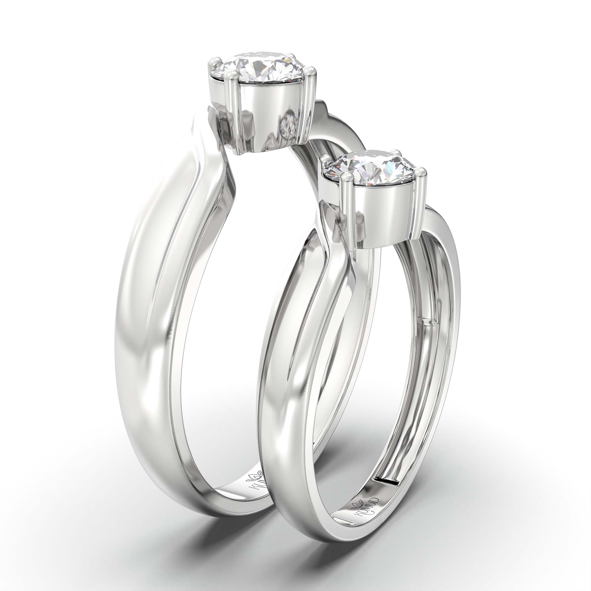 Lab-Grown Diamond Couple Rings (Pair) in 18K White Gold – 1.08 Ct Total, 3 g (Design K2-3) thumbnail