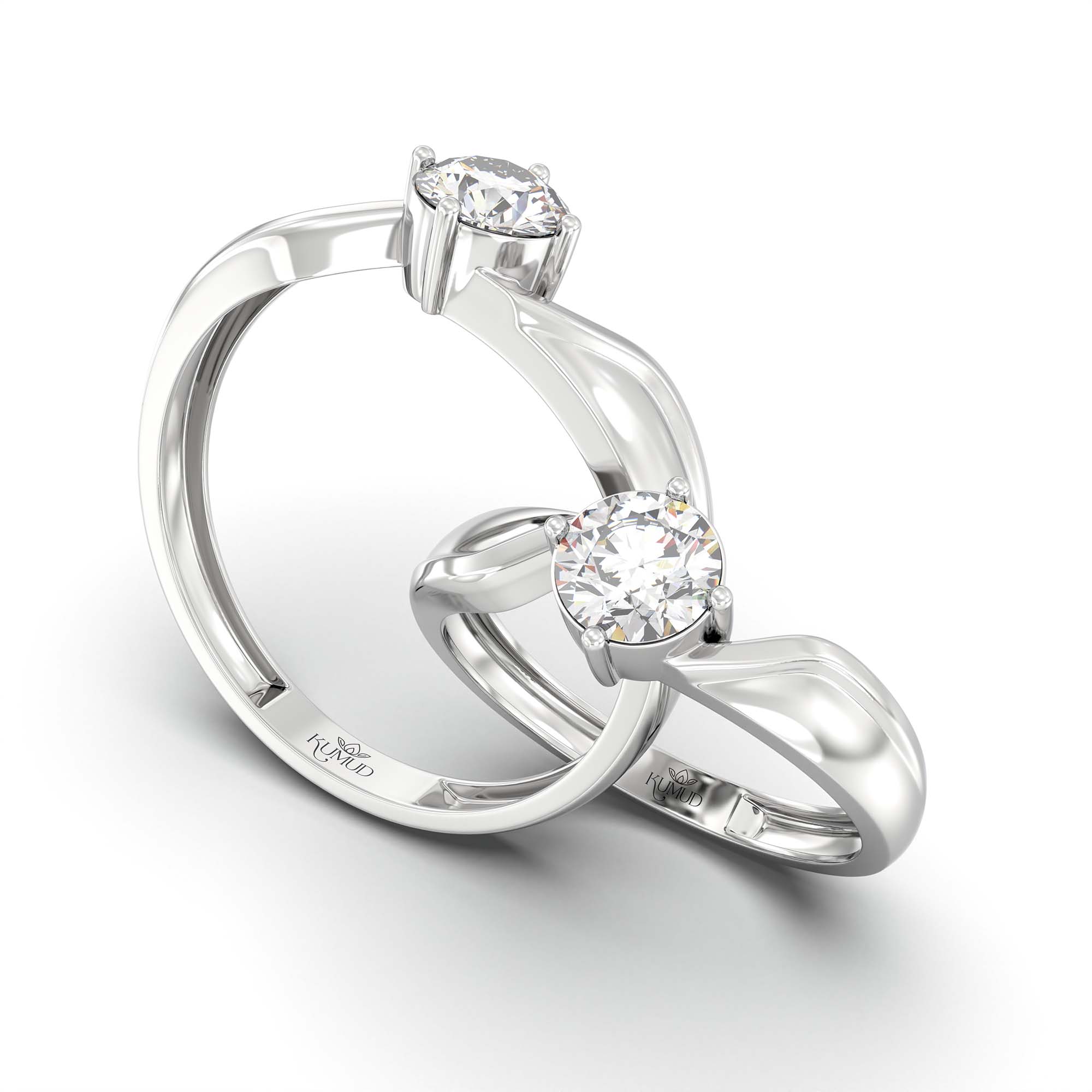Lab-Grown Diamond Couple Rings (Pair) in 18K White Gold – 1.08 Ct Total, 3 g (Design K2-3) thumbnail
