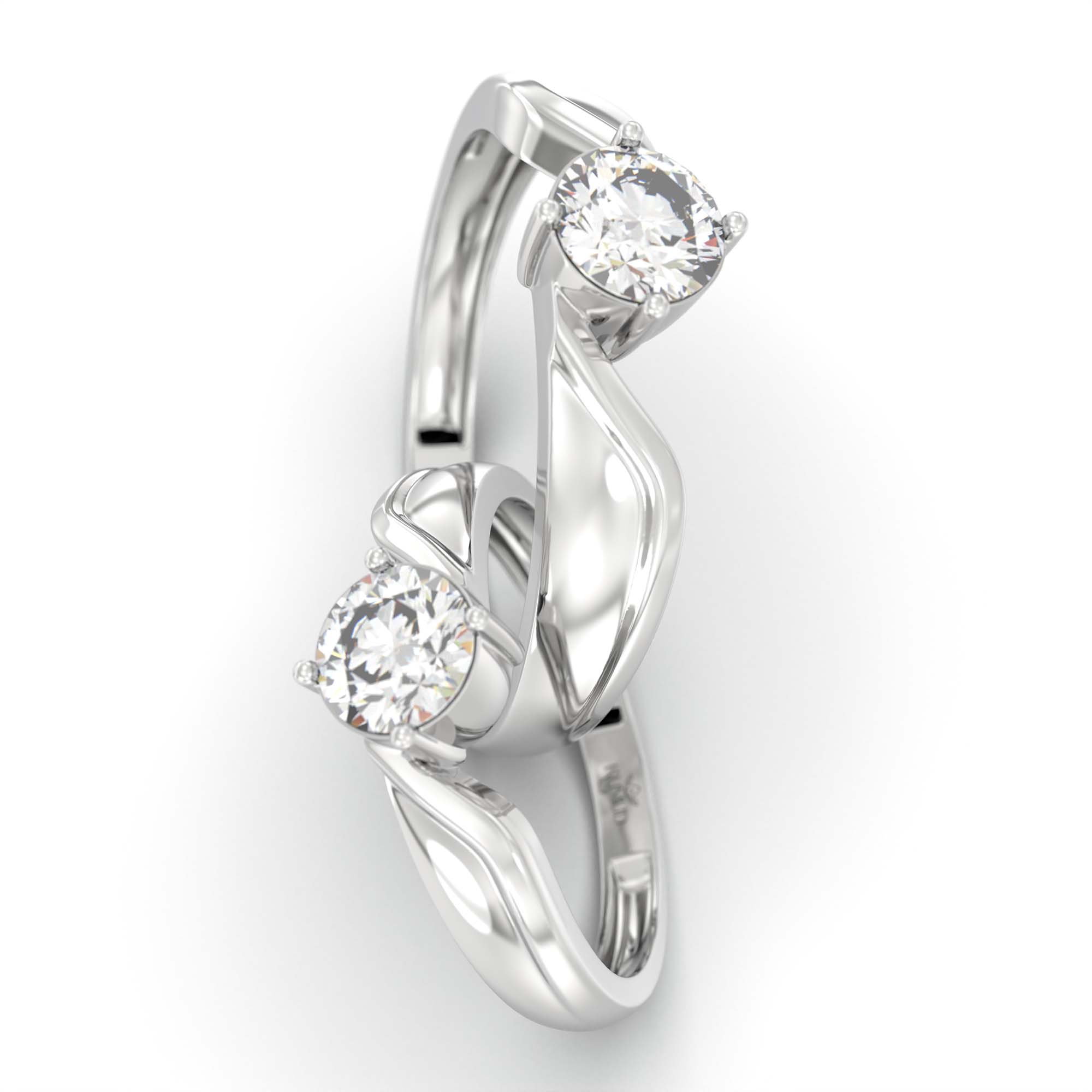 Lab-Grown Diamond Couple Rings (Pair) in 18K White Gold – 1.08 Ct Total, 3 g (Design K2-3) thumbnail