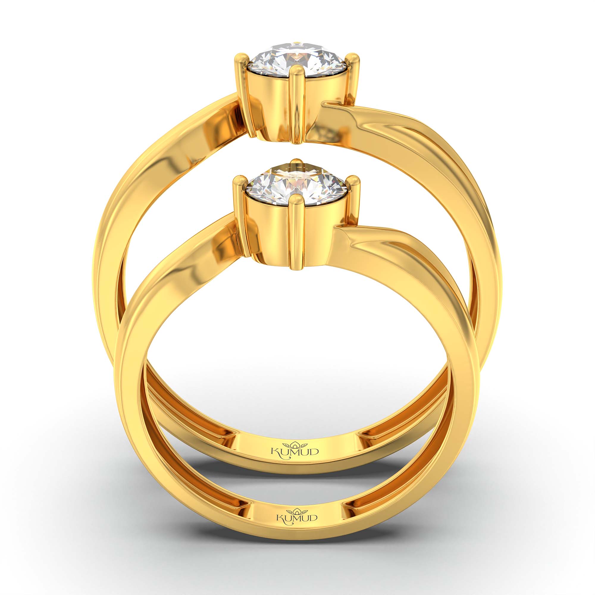 Lab-Grown Diamond Couple Rings (Pair) in 22K Yellow Gold – 1.08 Ct Total, 3 g (Design K2-3) thumbnail