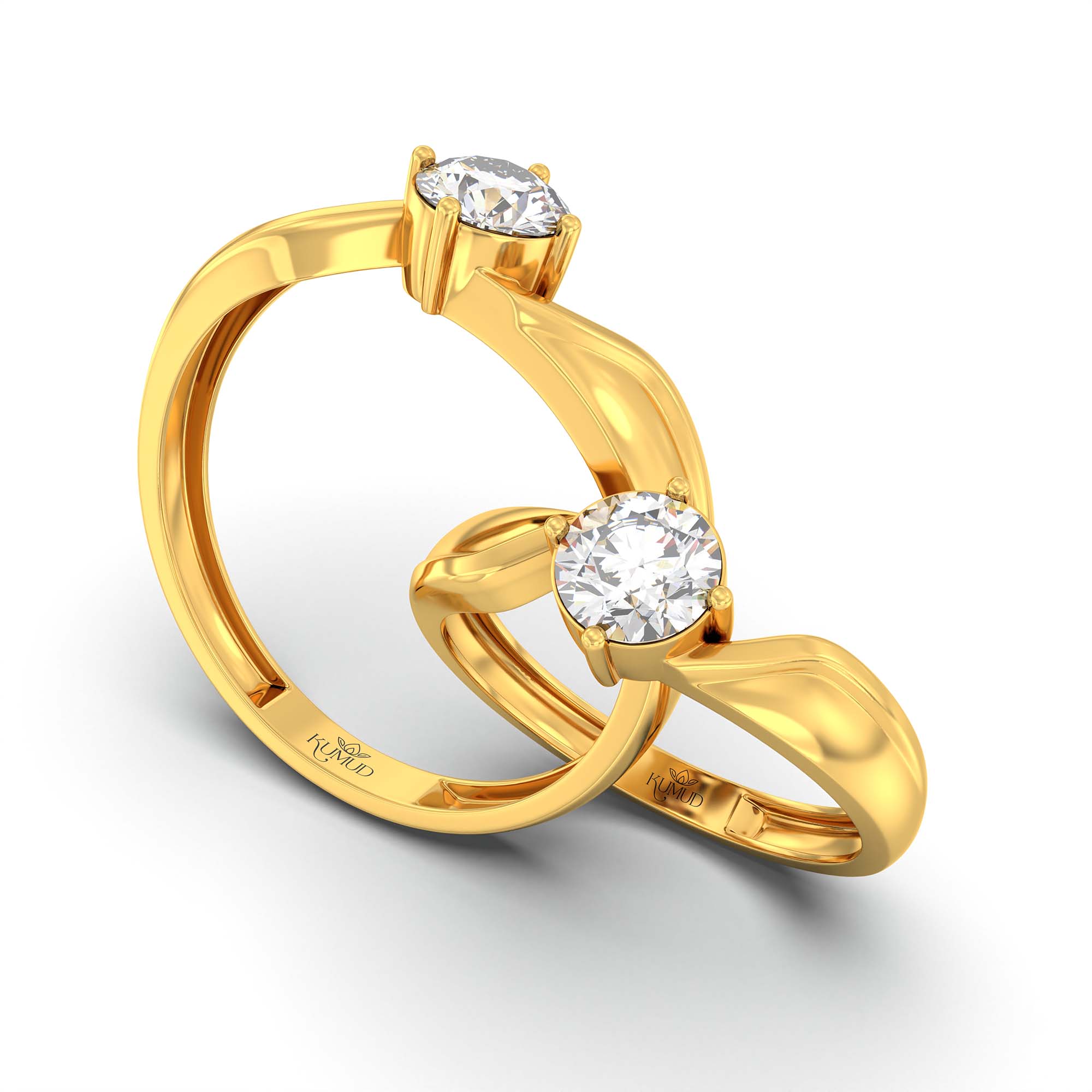 Lab-Grown Diamond Couple Rings (Pair) in 22K Yellow Gold – 1.08 Ct Total, 3 g (Design K2-3) thumbnail