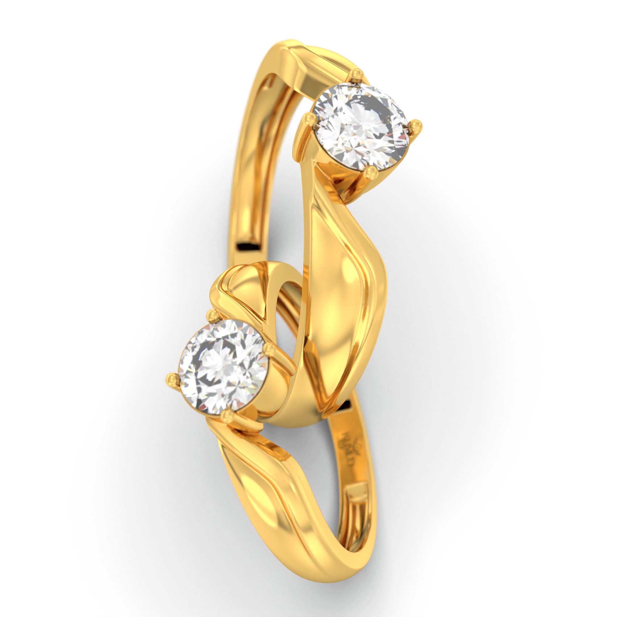 Lab-Grown Diamond Couple Rings (Pair) in 22K Yellow Gold – 1.08 Ct Total, 3 g (Design K2-3) thumbnail